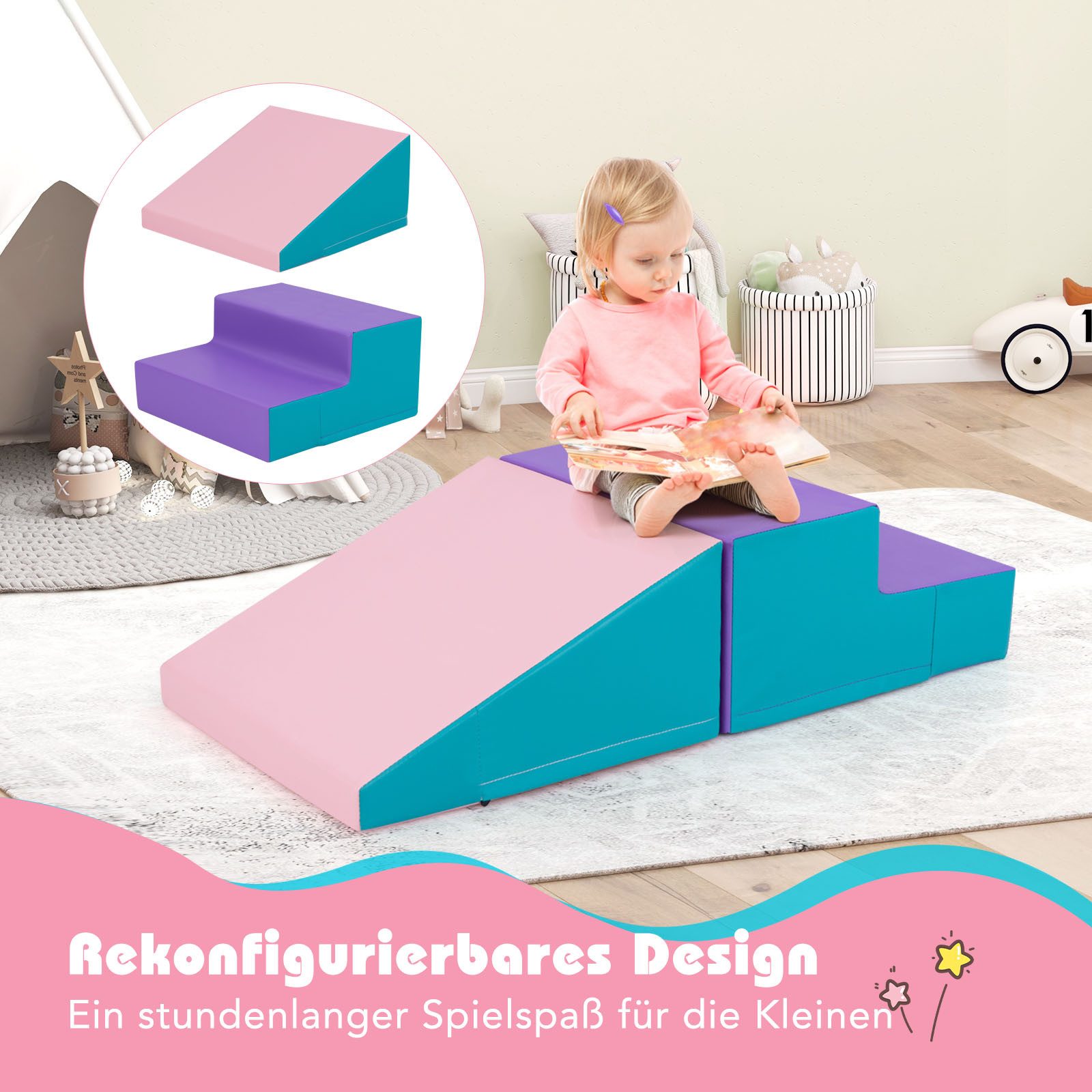 COSTWAY Spielbausteine, zum Toben & Klettern, mit Klettverschluss