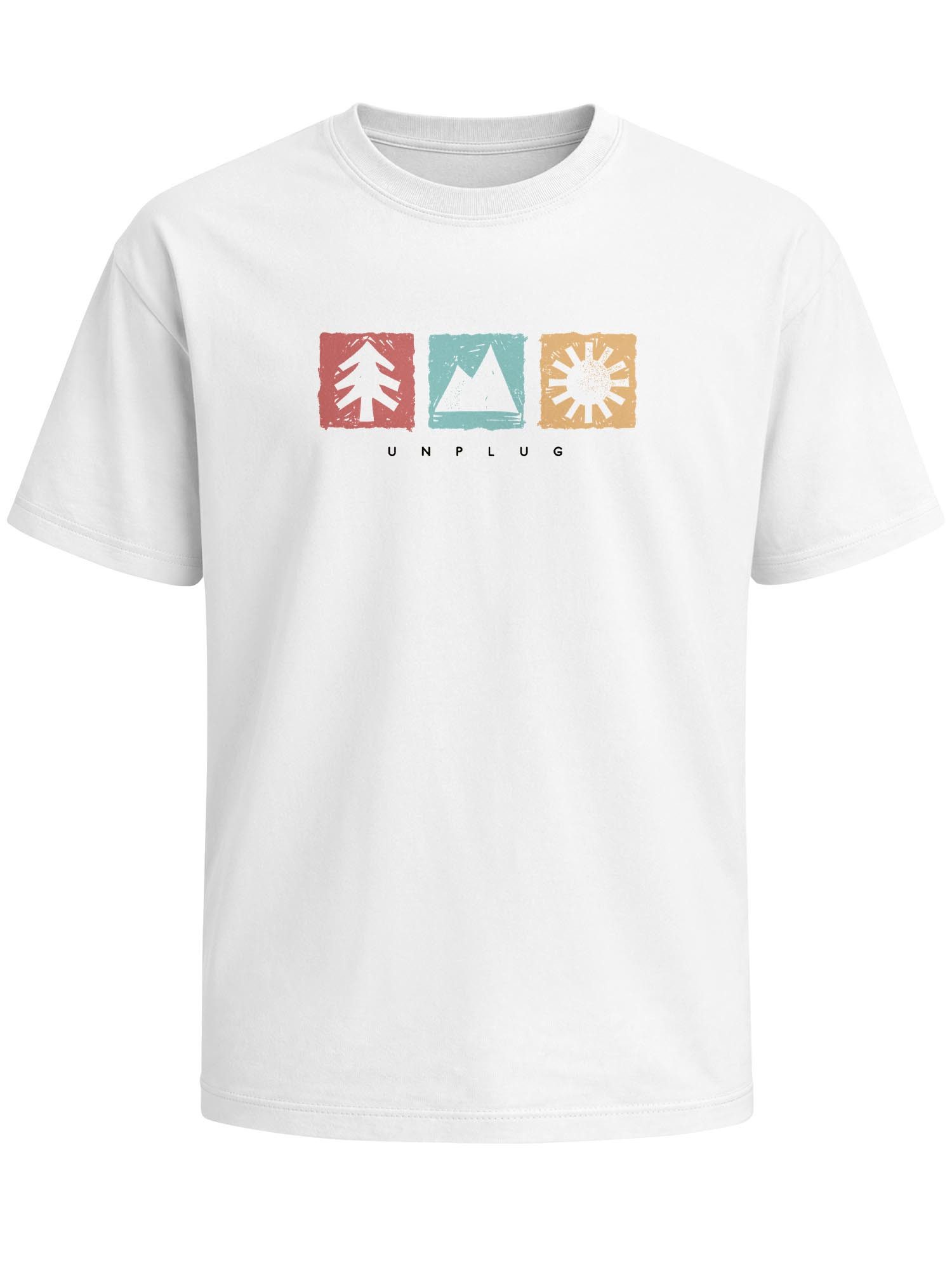 Neverless Oversize-Shirt Herren T-Shirt Frontprint - Outdoor Icons - Oversized Relaxed Fit mit Print