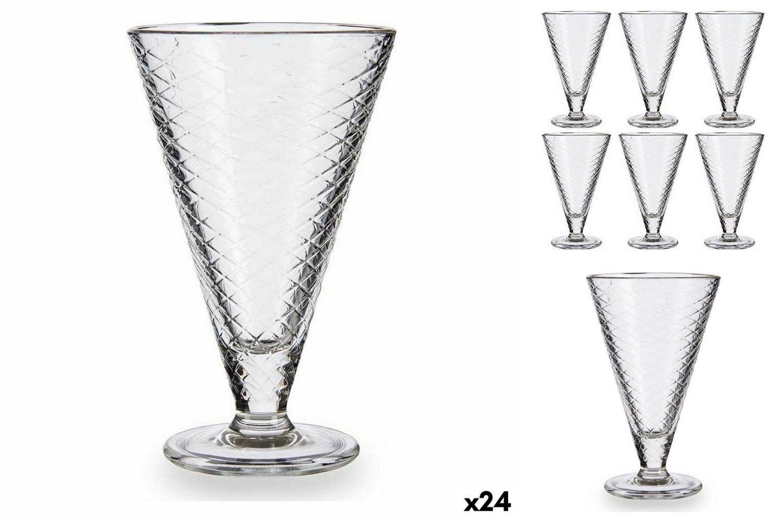 Vivalto Glas Eiscreme- und Milchshakes-Becher Durchsichtig Glas 340 ml 24 Stück, Glas
