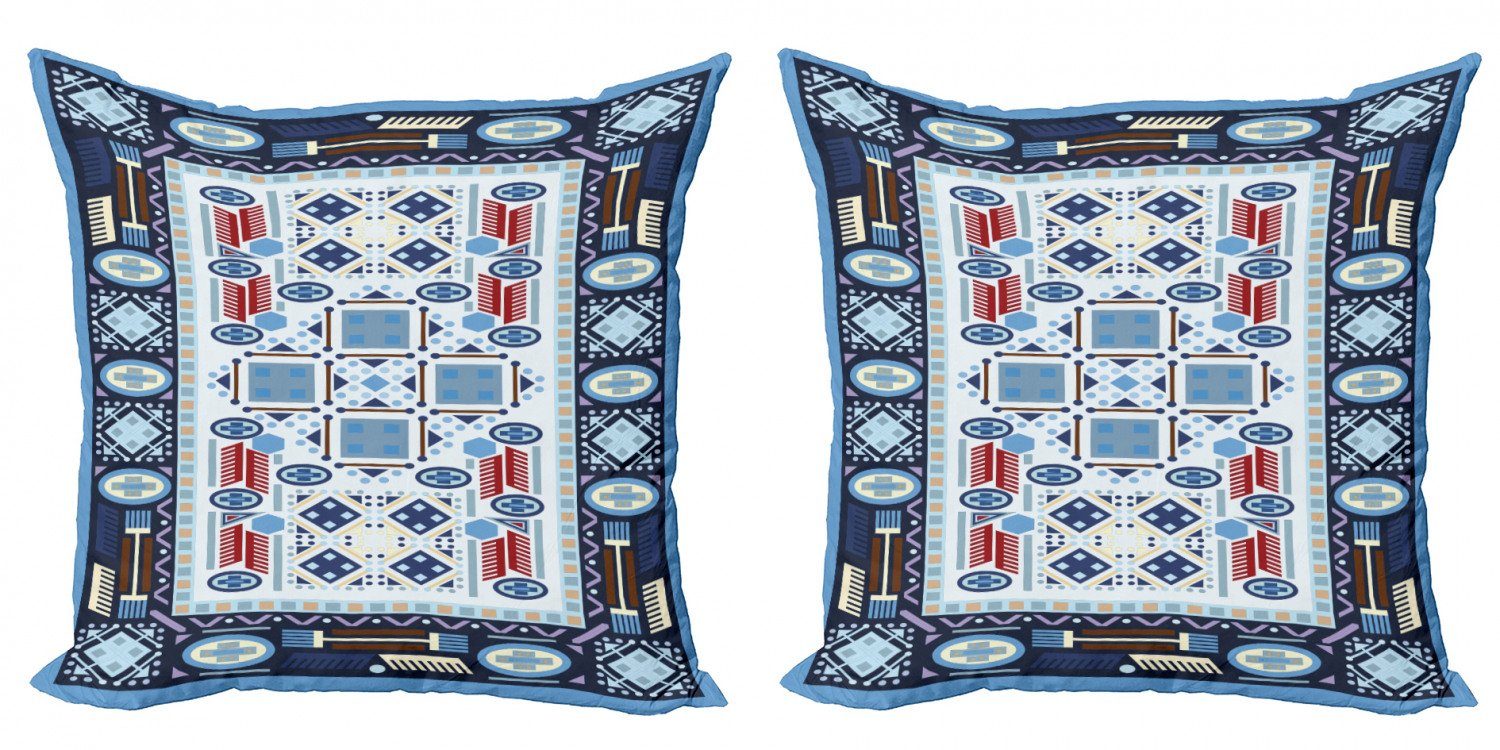 Kissenbezüge Modern Accent Doppelseitiger Digitaldruck, Abakuhaus (2 Stück), afghanisch Blau getönten Square Circle