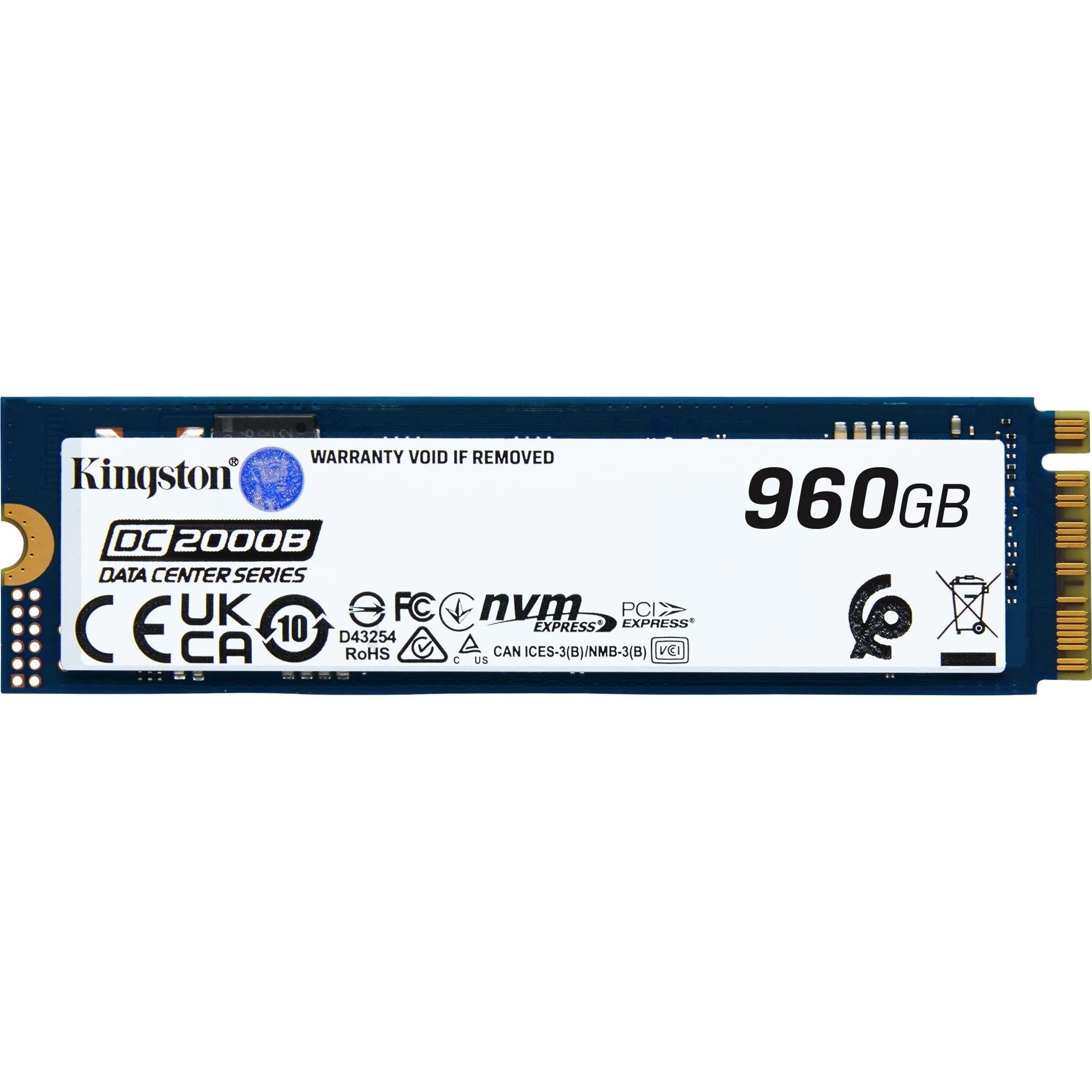 Kingston DC2000B 960GB NVMe SSD Server Enterprise Gen4 interne SSD (960 GB) M.2" 7000 MB/S Lesegeschwindigkeit, 1300 MB/S Schreibgeschwindigkeit, PCIe 4.0, NVMe, Power Loss Protection, 3D TLC, Kühlkörper