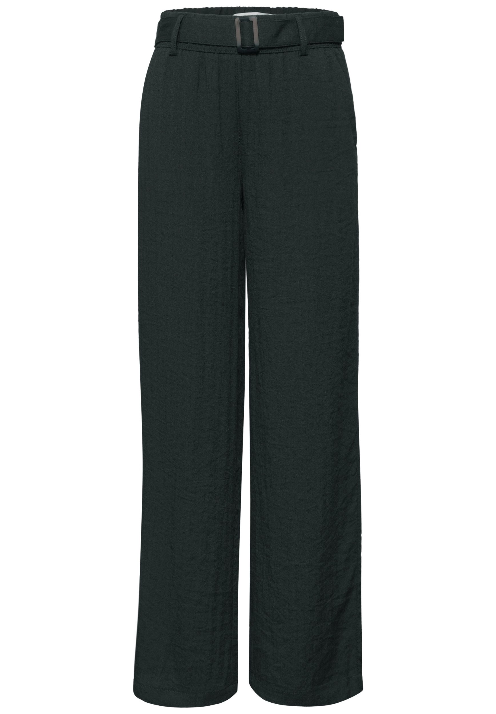 STREET ONE Stoffhose Wide Leg Belt Horn Buckle Soli