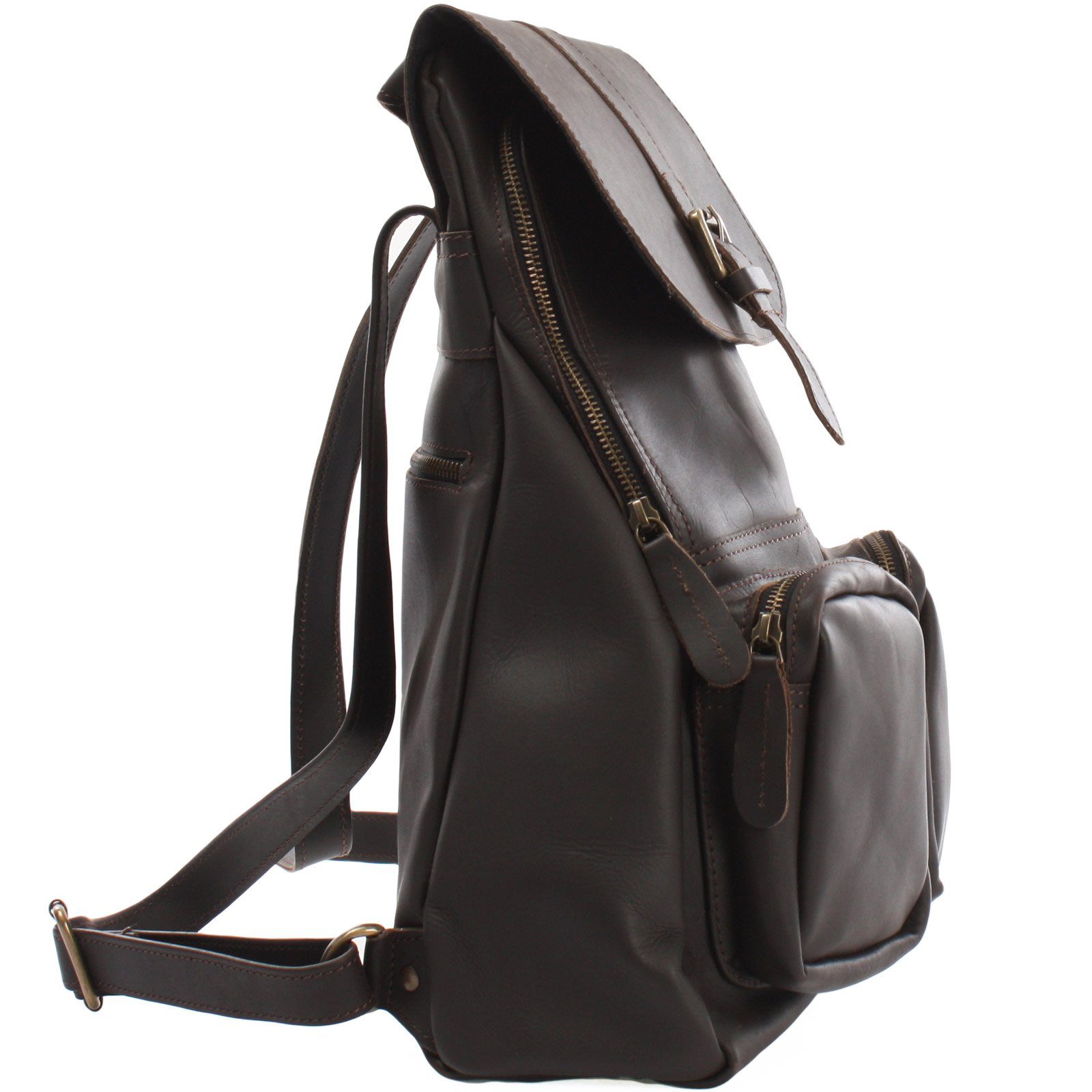 Rucksack Damen dunkelbraun Lederrucksack LECONI Leder Freizeitrucksack Herren vintage LE1008