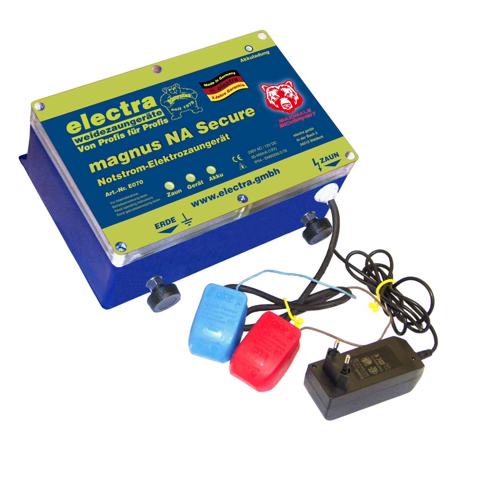 Electra Weidezaungerät Electra magnus NA Secure, 230V, Notstrom-Elektroweidezaungerät