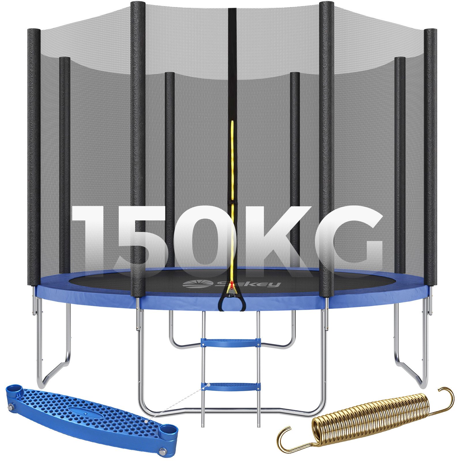 Sekey Gartentrampolin Kinder Trampolin Outdoor Gartentrampolin mit Rutschfester Leiter, Ø 366 cm, Ø 244/305/366 cm, TÜV Rheinland GS-Zertifiziert