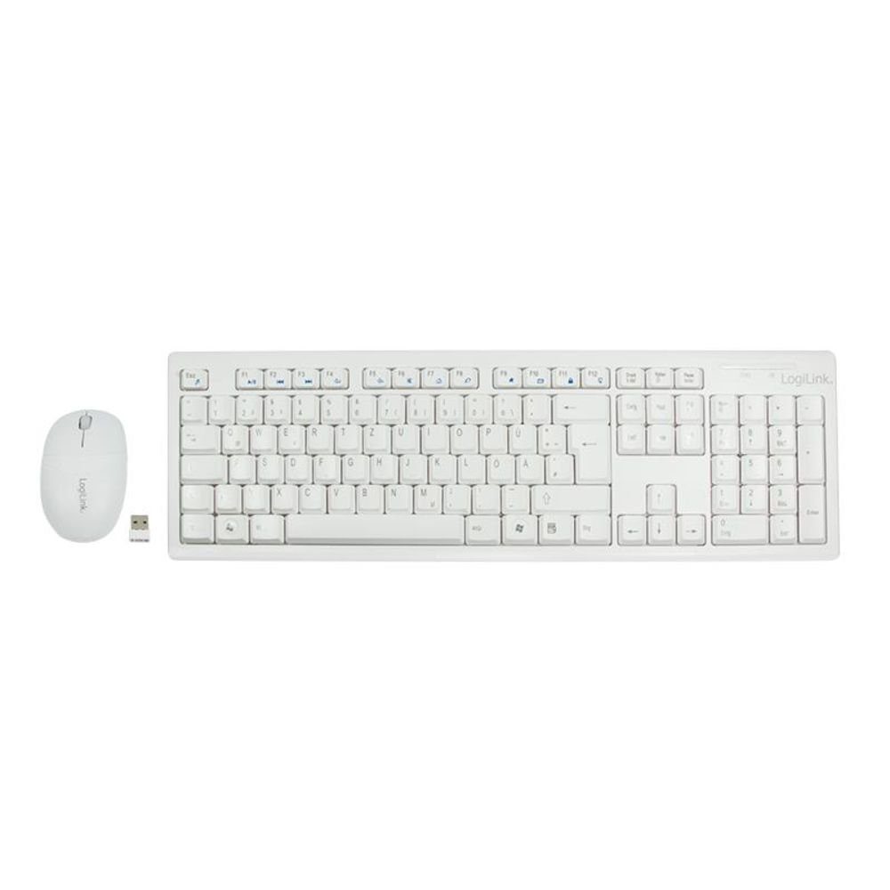 LogiLink Tastatur- und Maus-Set, kabellose Tastatur und Maus Set, wireless, Funk, QWERTZ, 1000dpi Maus, 13 programmierbare Hotkeys für Multimedia