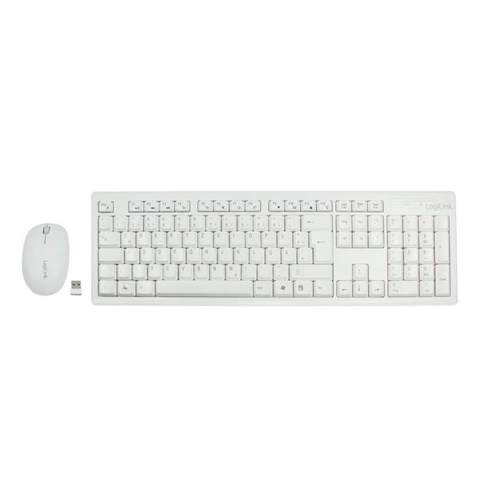 wireless, und kabellose Set, Tastatur- weiß Multimedia Maus 13 programmierbare für 1000dpi Maus-Set, LogiLink Tastatur Funk, und QWERTZ, Hotkeys Maus,