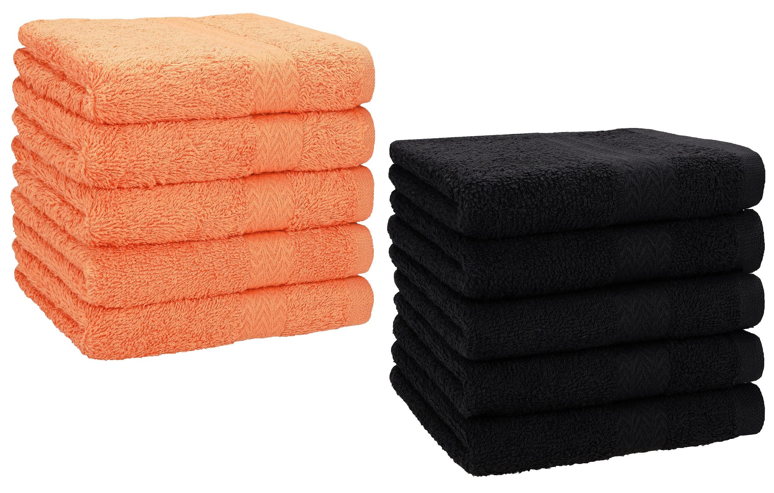 Betz Gästehandtücher 10 Stück Gästetuch Set Premium 30x50 cm Farbe orange/schwarz, 100% Baumwolle (Set, 10-St)