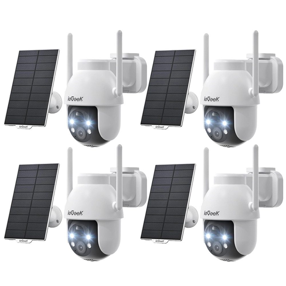 TWUFY Überwachungskamera 2K 3MP Überwachungskamera Aussen Solar, 360° PTZ Kamera Aussen Akku (Aussen, Außen, Außenbereich Sicherheit, Außenbereich, außen, Outdoor, mit Farbnachtsicht solar Kamera Überwachung außen, 4-tlg., PIR Bewegungsmelder Cloud/TF Storage 2-Wege-Audio 2,4 GHz WLAN, 3MP Kamera Überwachung Aussen WLAN Outdoor kabellos Solarpanel)