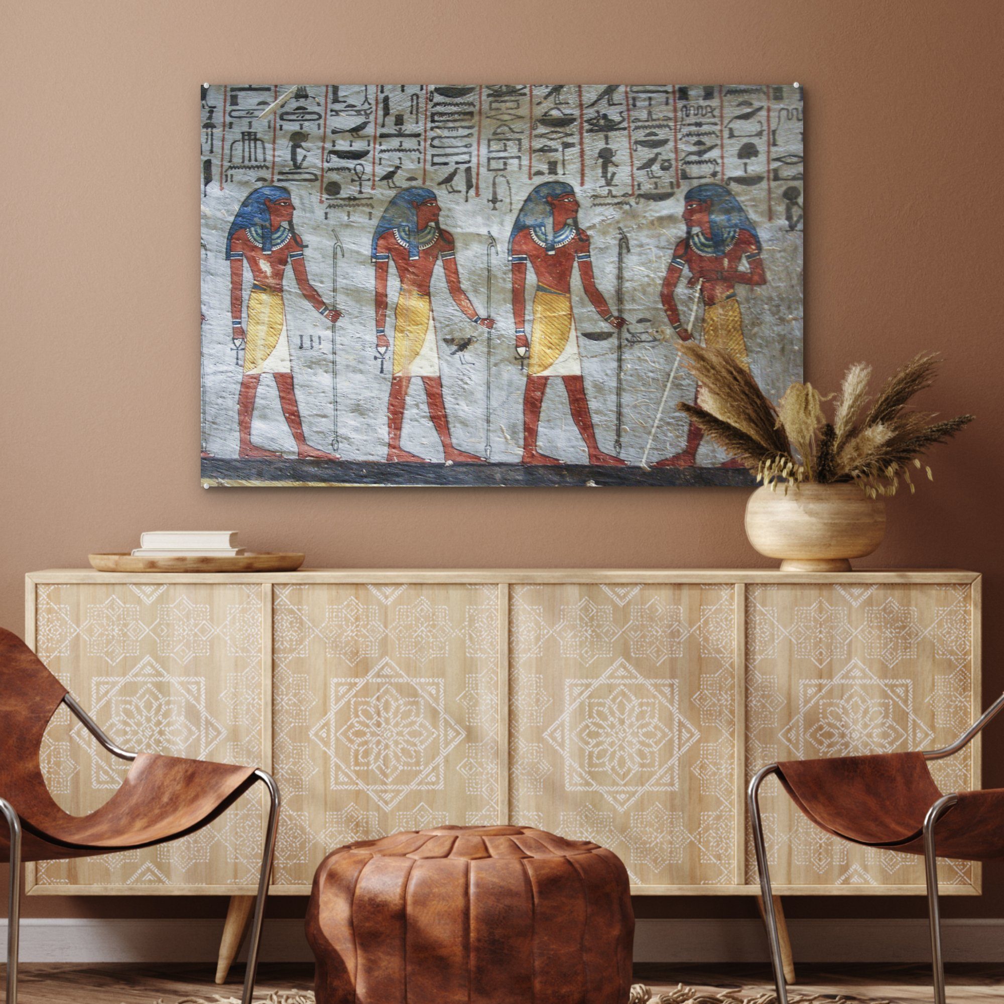 & MuchoWow an Acrylglasbild Wohnzimmer (1 St), Pharaonen Schlafzimmer der Acrylglasbilder Wand,