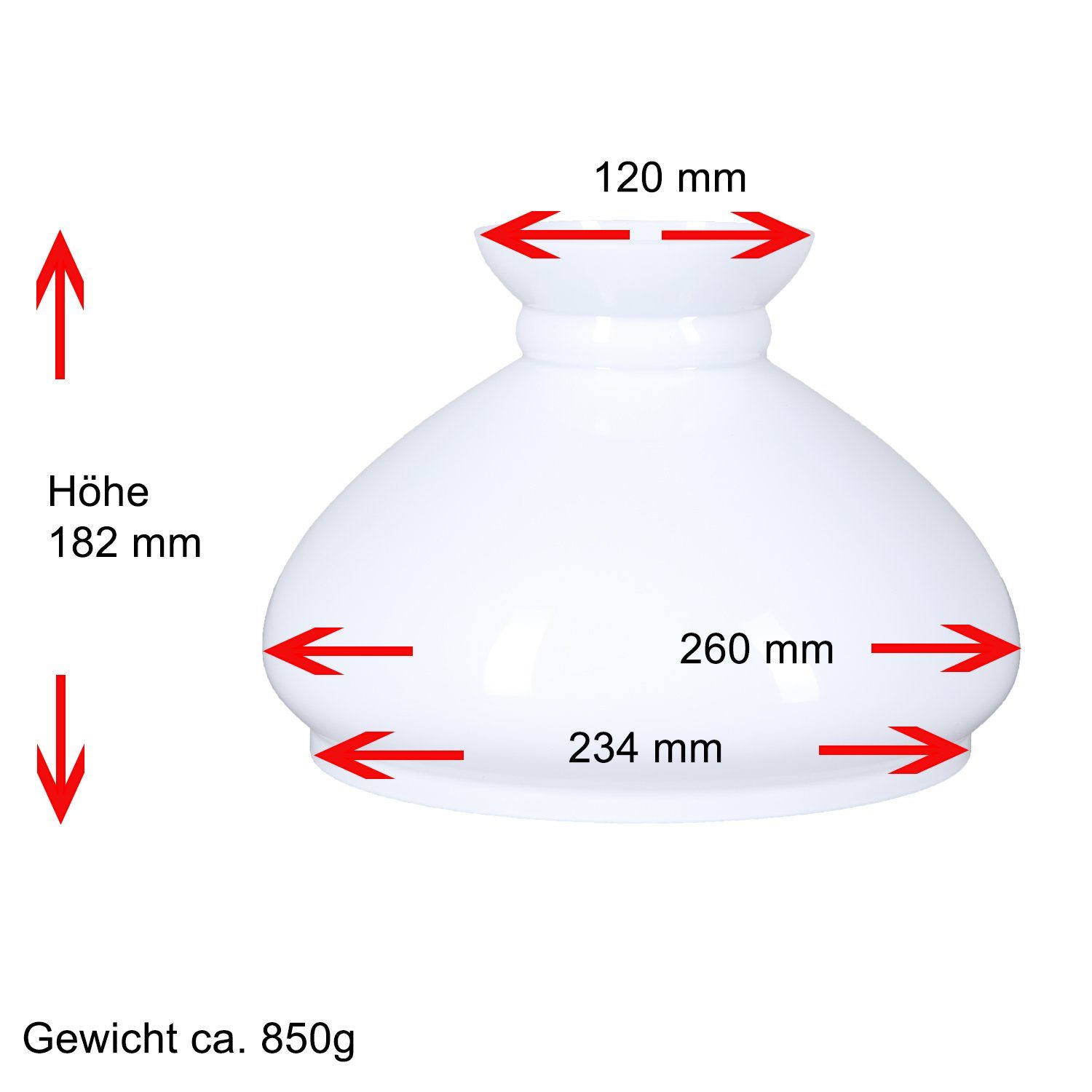 Home4Living Lampenschirm Petroleumglas weiß Ø 234mm Lampenglas Ersatzglas P günstig online kaufen