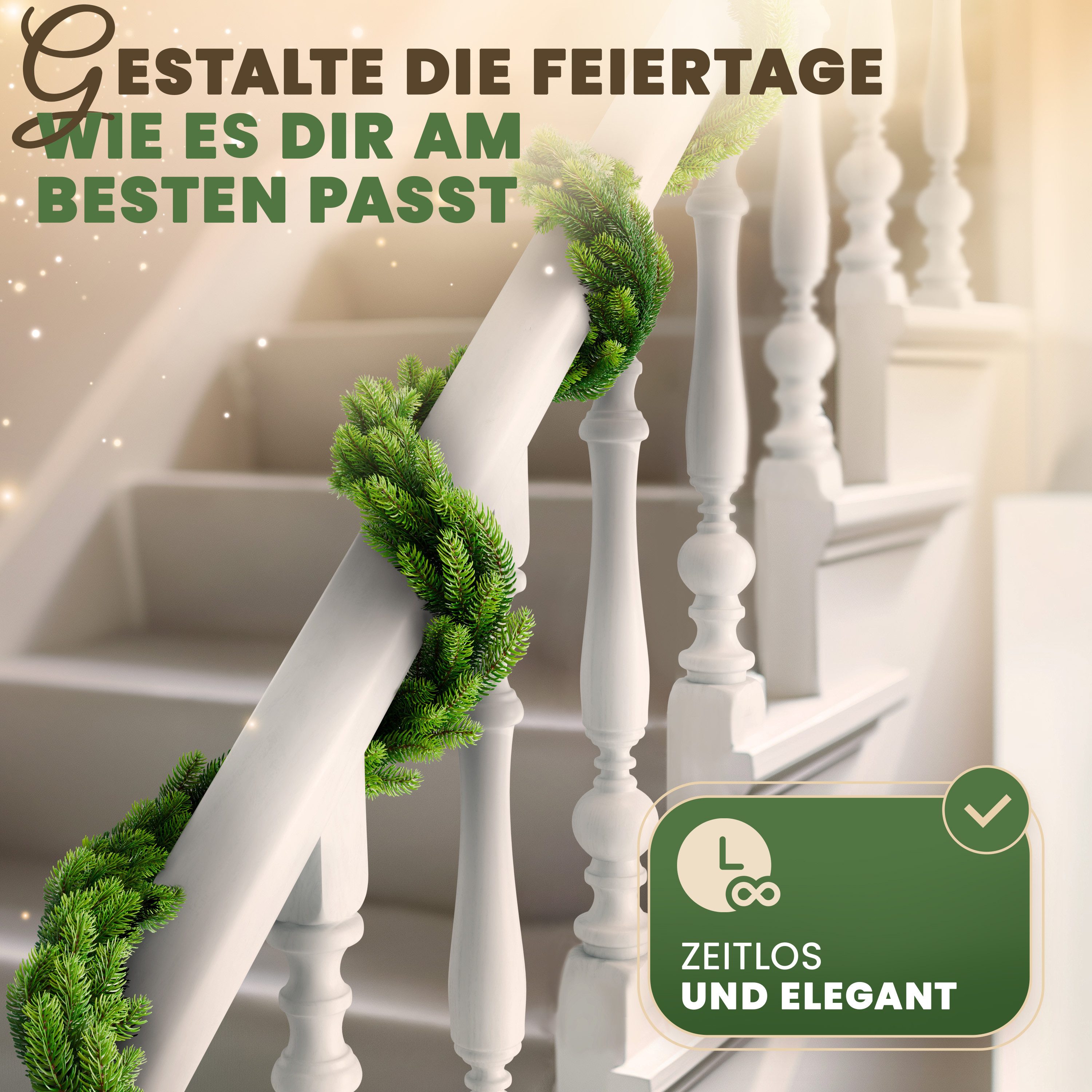 Kunstgirlande Weihnachtsgirlande künstlich, Tannengirlande 270-1000 cm, mit/ohne LED, ArtiTree, Höhe 270 cm, 100% PE-Spritzguss, langlebig, wie echt, naturgetre – Bild 4 von 5