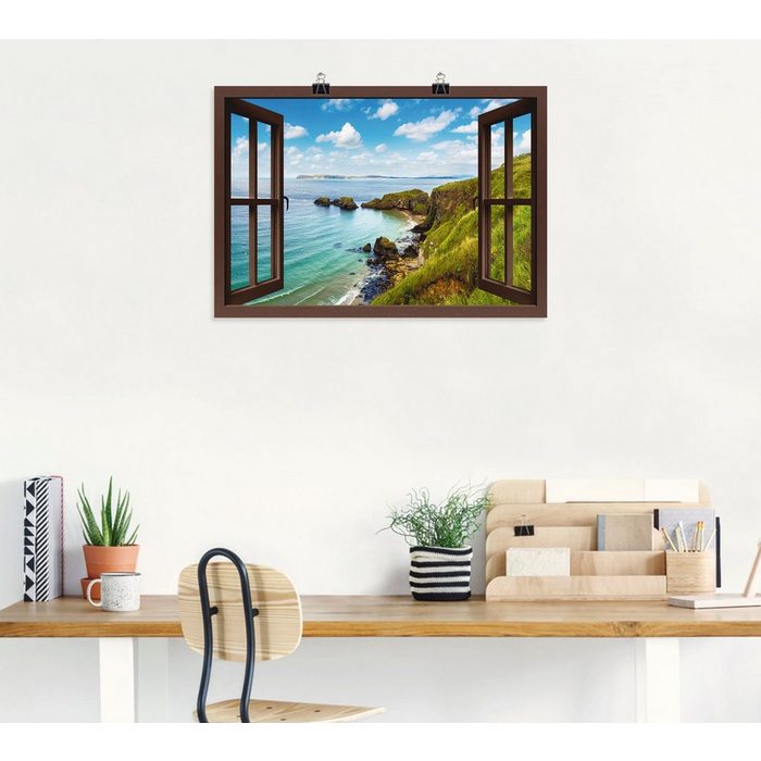 Artland Wandbild Küstenweg in Nordirland durchs Fenster Meer Bilder (1 St) als Alubild Leinwandbild Wandaufkleber oder Poster in versch. Größen ZR11176