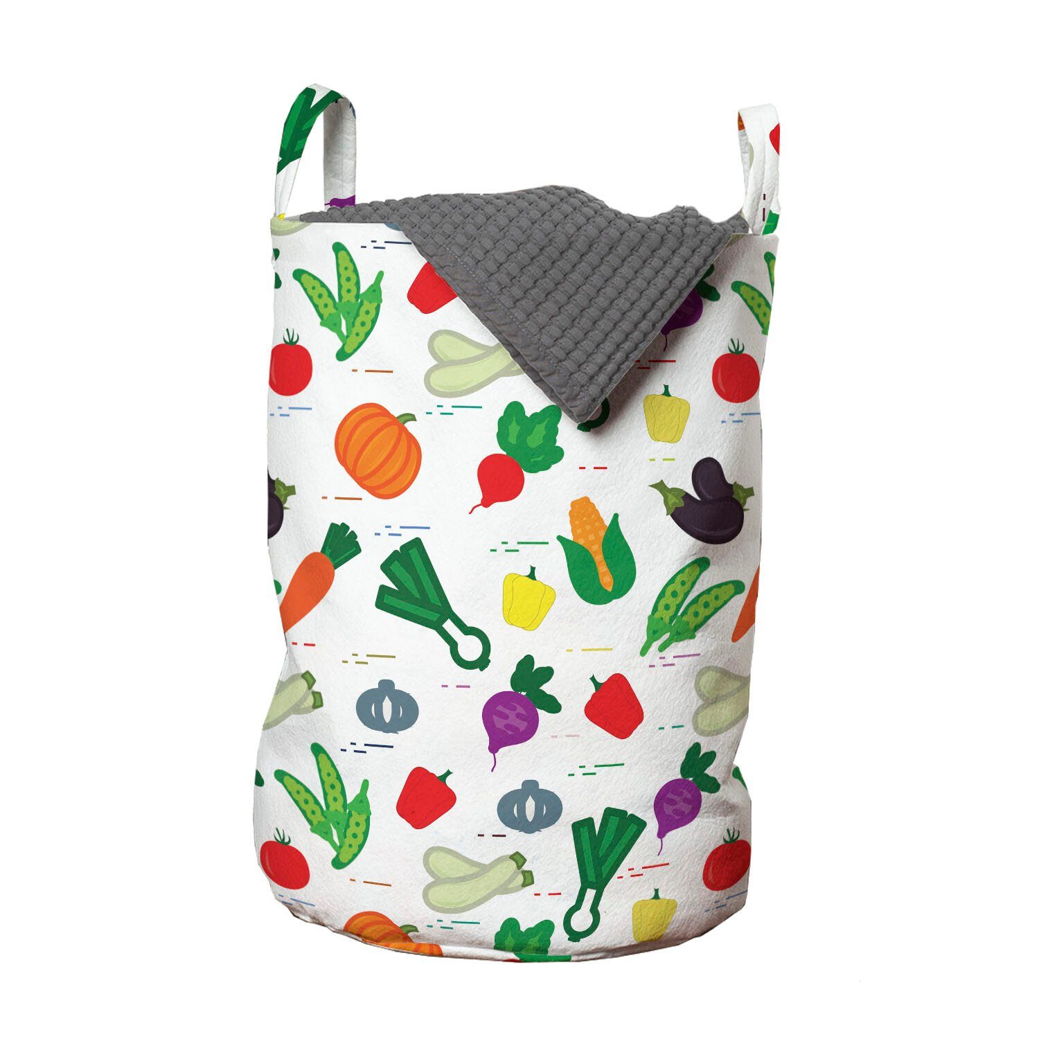 Abakuhaus Wäschesäckchen Wäschekorb mit Zucchini-Paprikaschoten Kordelzugverschluss für Waschsalons, Gemüse Griffen