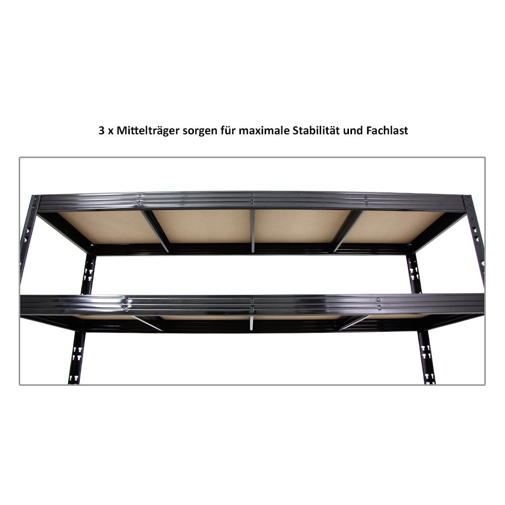 PROREGAL® Schwerlastregal Steckregal Profi-Weitspannregal RHINO bis zu 500kg Fachlast, Stabiles Garagenregal Kellerregal Lastenregal Lagerregal Steckregal – Bild 4 von 5
