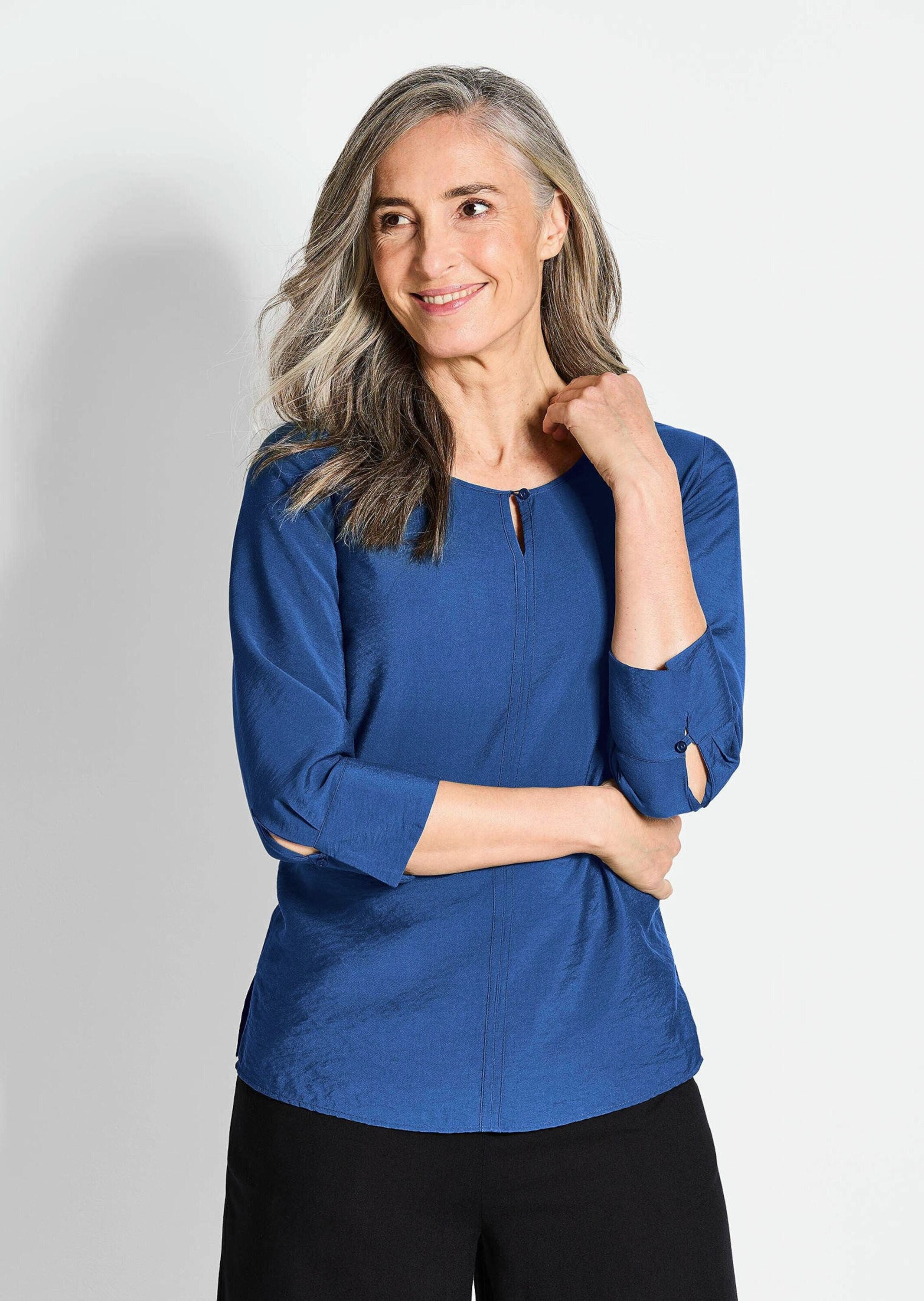 GOLDNER Schlupfbluse Elegante Schlupfbluse Damen aus Viskose mit Strukturmu günstig online kaufen