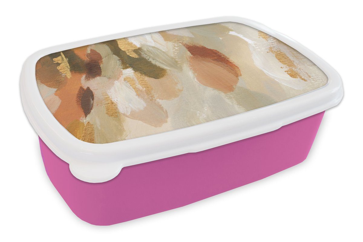 Rot, Farbe Kunststoff, rosa Brotdose Lunchbox Kinder, Kunst MuchoWow Kunststoff - Snackbox, - Erwachsene, Brotbox Mädchen, (2-tlg), für