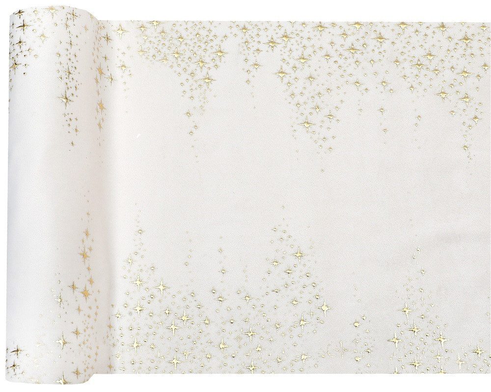 Santex Tischläufer Otto Weihnachts-Tischläufer Tischdecke Sterne creme gold, mit goldenen Sternen