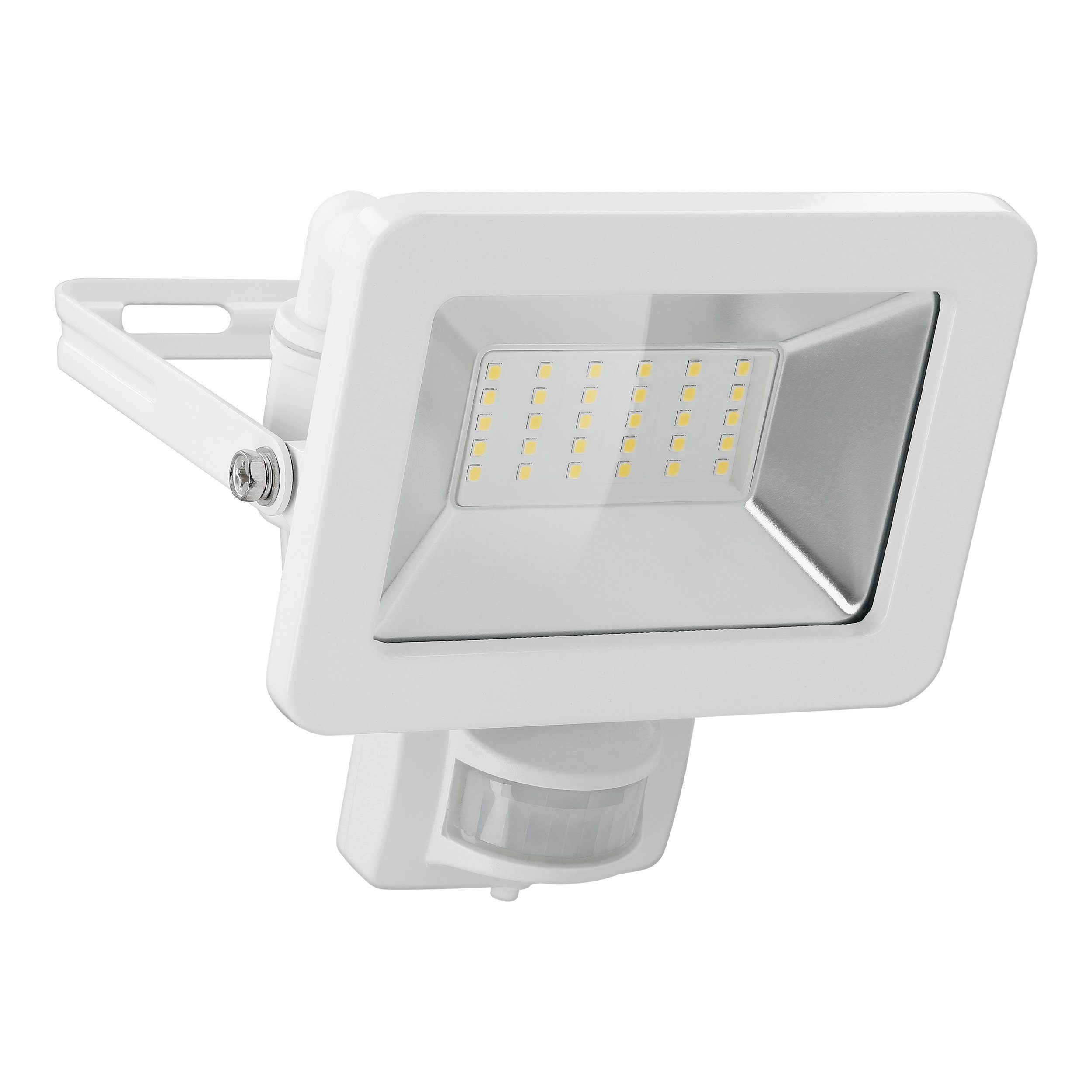 Goobay LED Flutlichtstrahler LED fest mit M16 W Neutralweiß, 4000 LED / 2550 integriert, lm / / Außenstrahler 30 Kabelverschraubung Scheinwerfer, Bewegungsmelder K Weiß