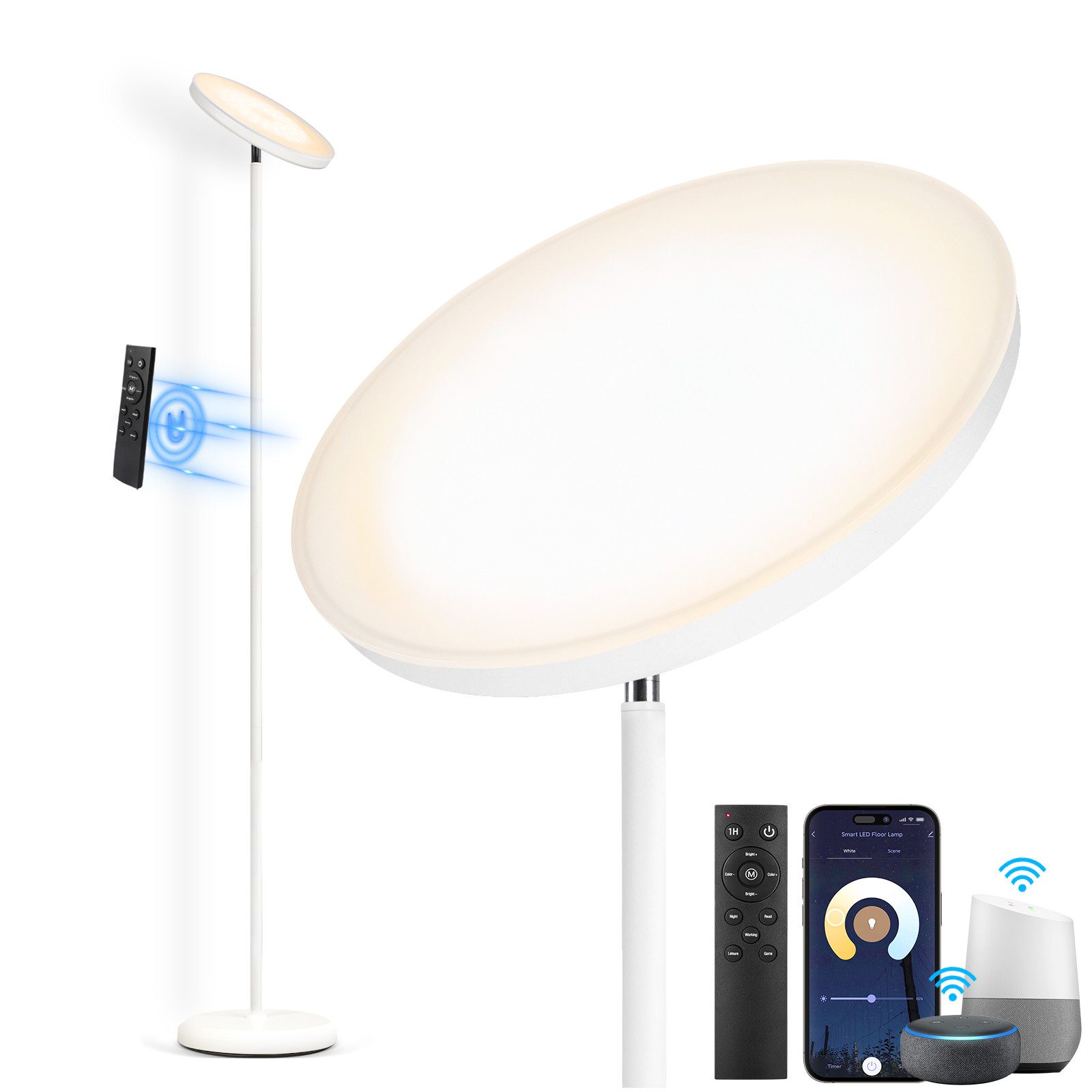 OUTON Stehlampe Uplighter Stehleuchte, Stufenlos, 30W, 3000 Lumen, Sprachst günstig online kaufen