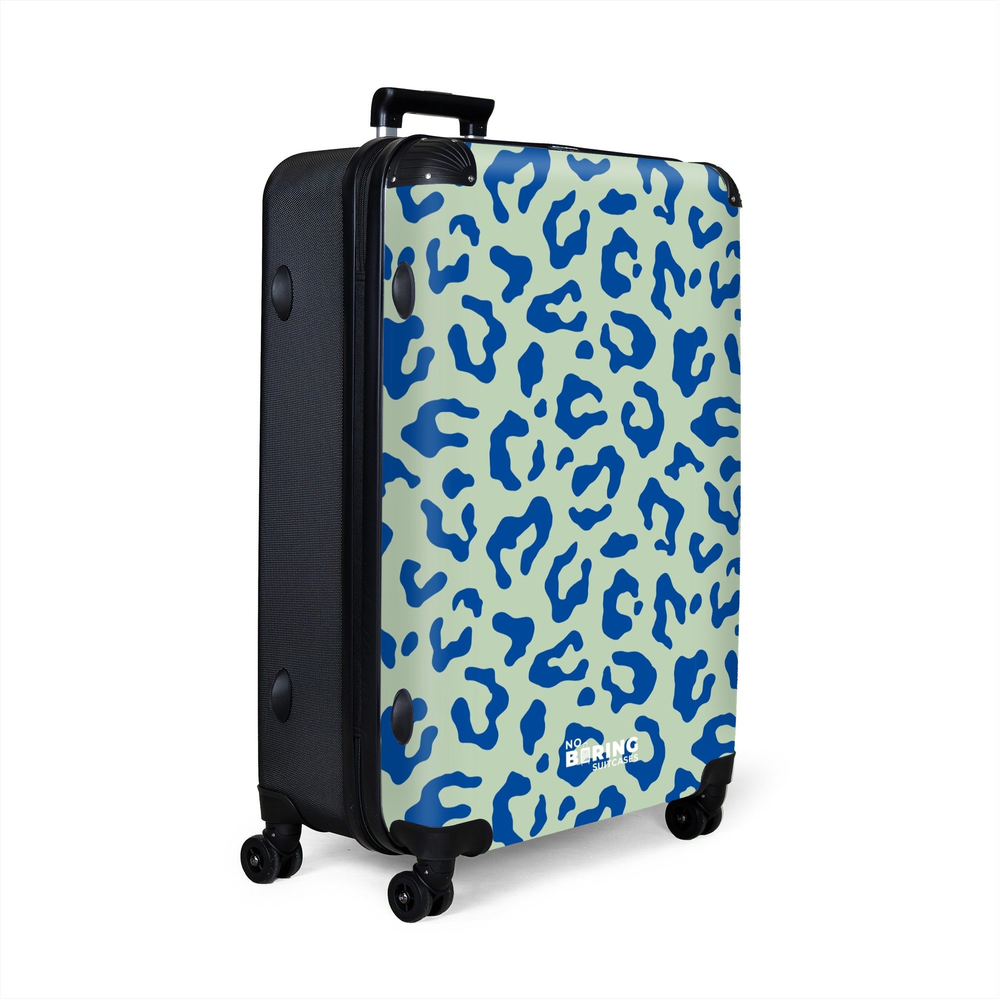 NoBoringSuitcases.com© Hartschalen-Trolley Blauer und grüner Pantherdruck günstig online kaufen