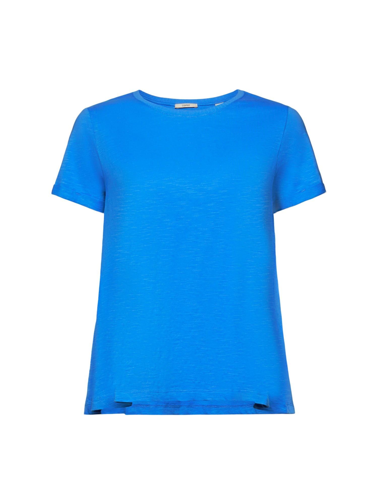 Esprit T-Shirt Klassisches Rundhals-T-Shirt, 100 % Baumwolle (1-tlg) BRIGHT BLUE