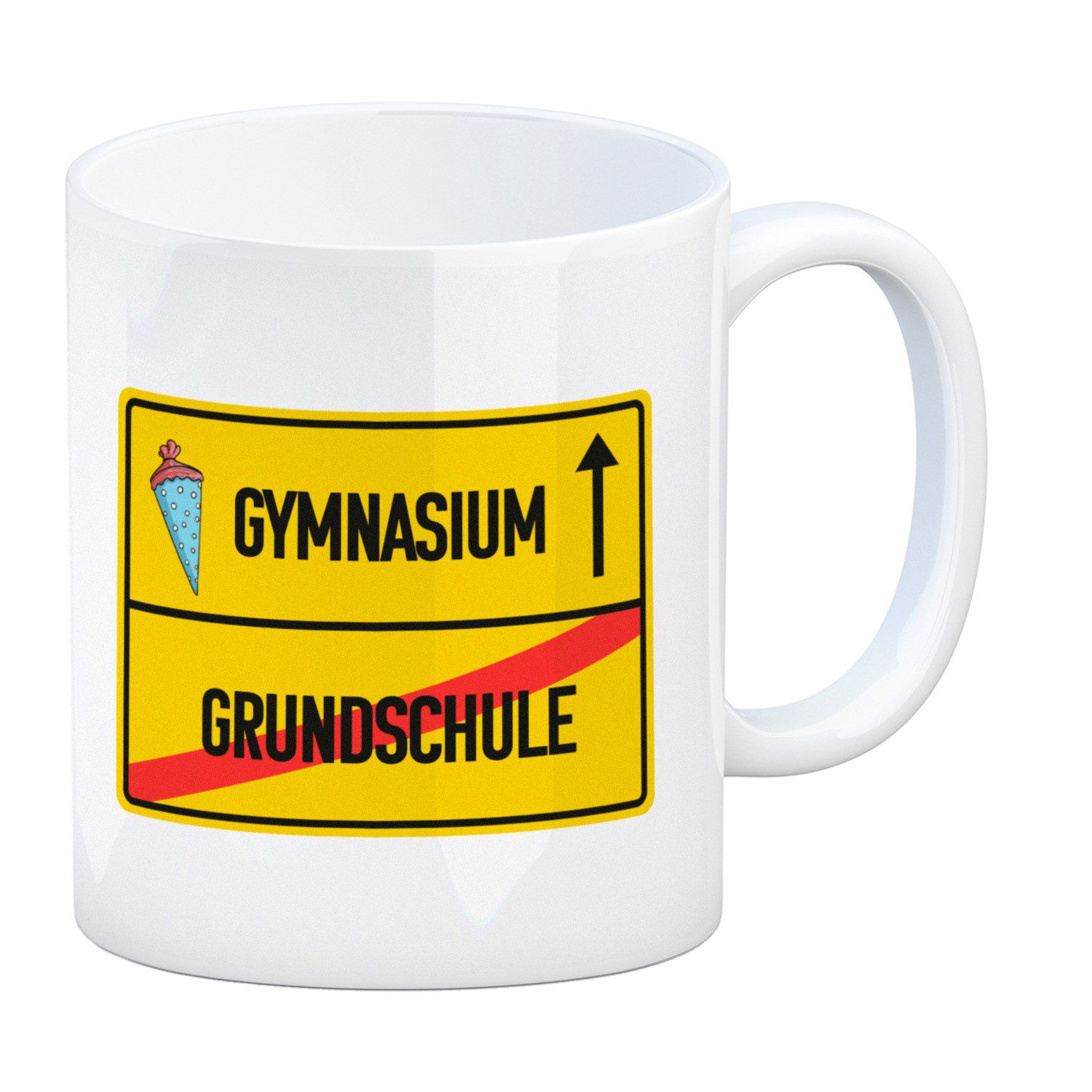 speecheese Tasse Gymnasium Ortsschild Kaffeebecher zur Einschulung
