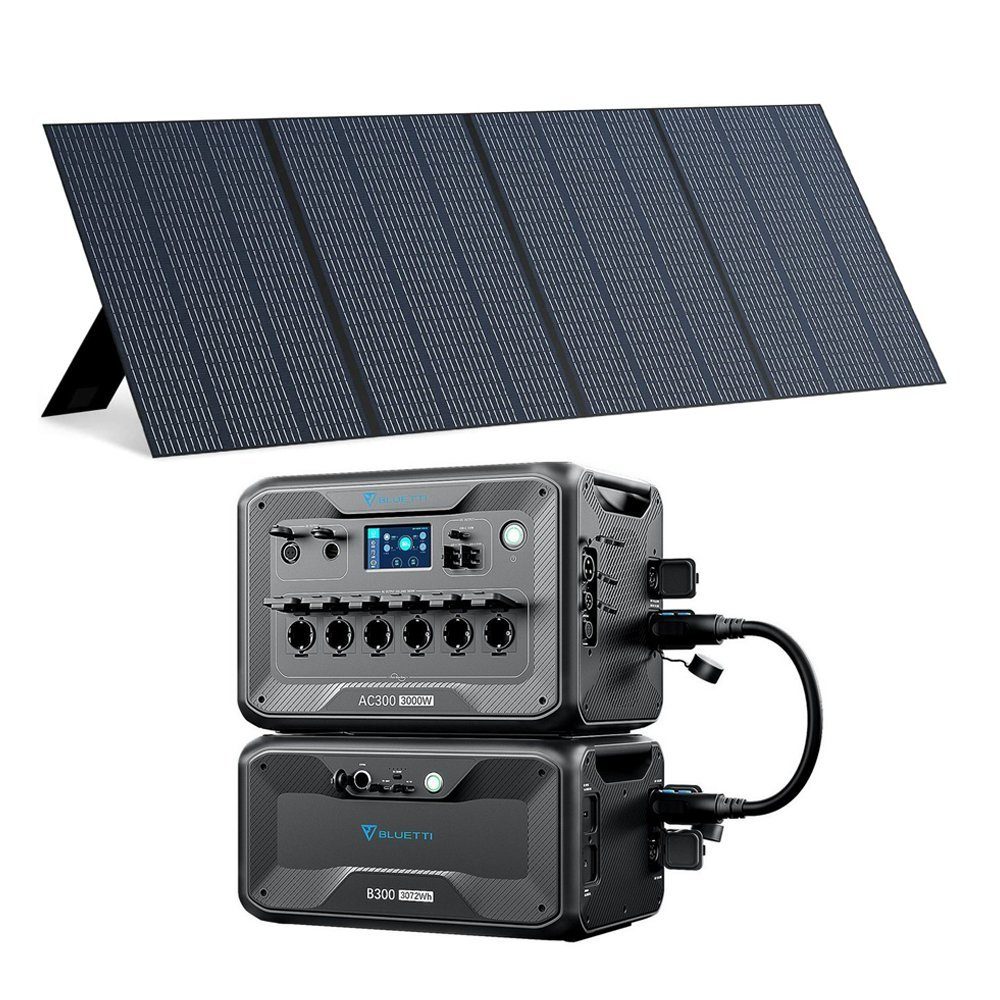 BLUETTI Stromerzeuger PV350 mit AC300+B300 Solarpanel 350W