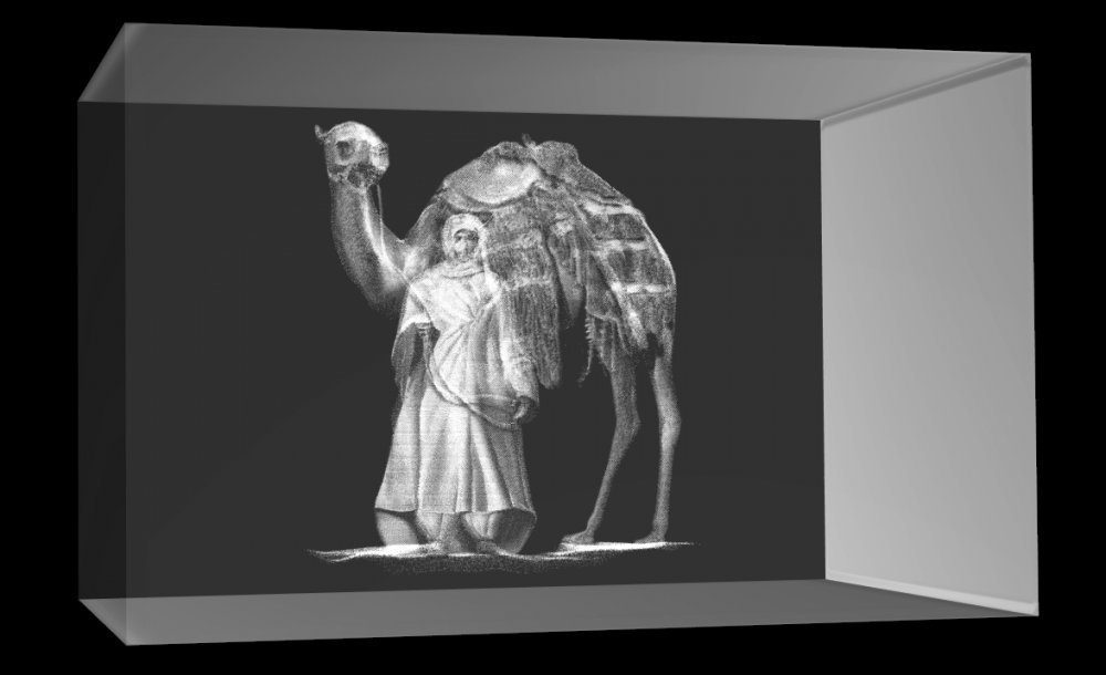 Beduine Dekofigur Glasquader Geschenkbox, 3D Kamel, VIP-LASER Germany, in Hochwertige Familienbetrieb Made mit