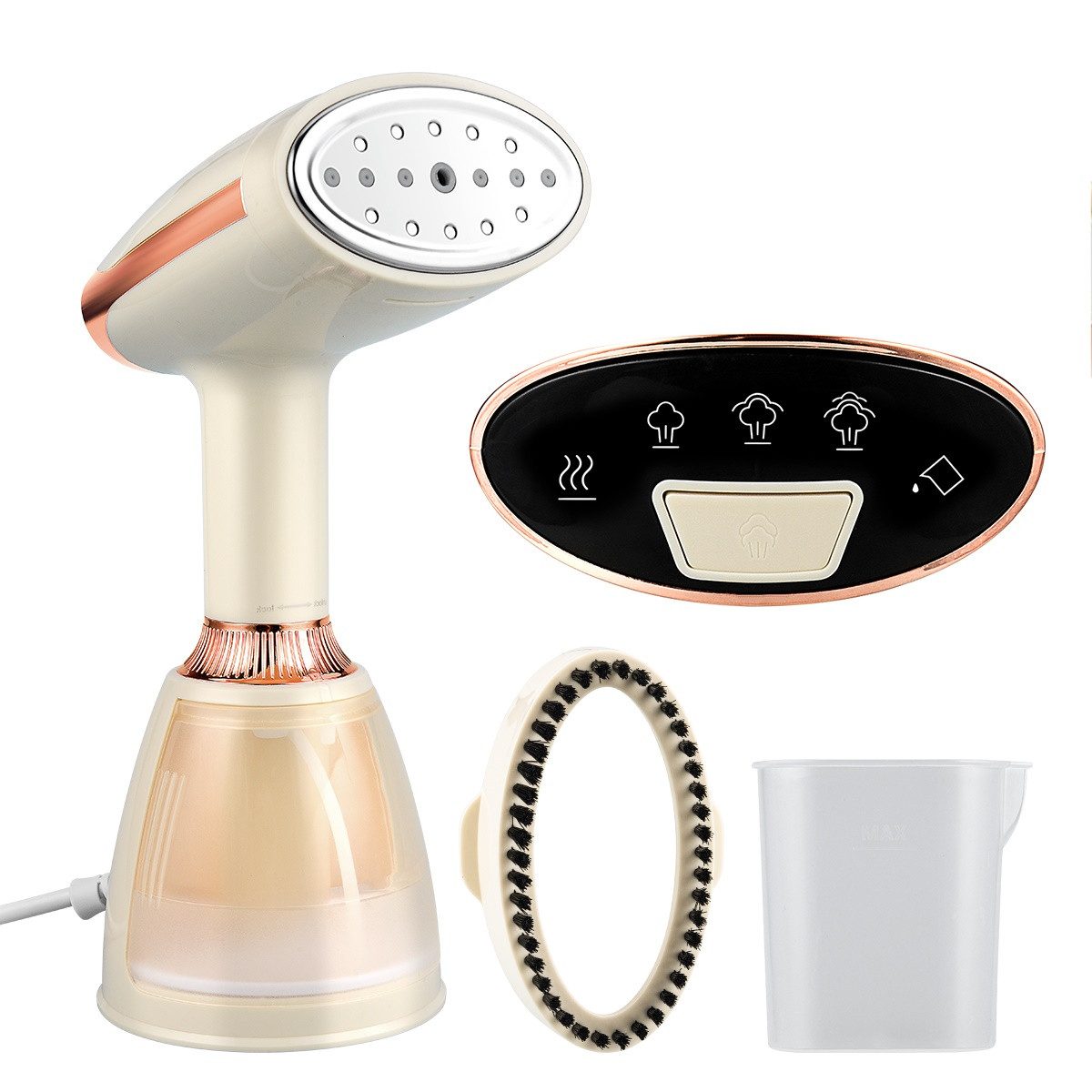 CkeyiN Dampfbürste 1500W, 280ml Wassertank 30s Schnellaufheizend mit LED-Anzeige, 1500,00 W, 3 Dampfstufe, max. 28g/min Dampfmenge, für Zuhause, Büro, Reisen