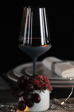 Casa Padrino Rotweinglas Luxus Rotweinglas 6er Set Dunkelblau / Silber Ø 8,5 x H. 24 cm - Handgefertigte und handbemalte Weingläser - Hotel & Restaurant Accessoires - Luxus Qualität