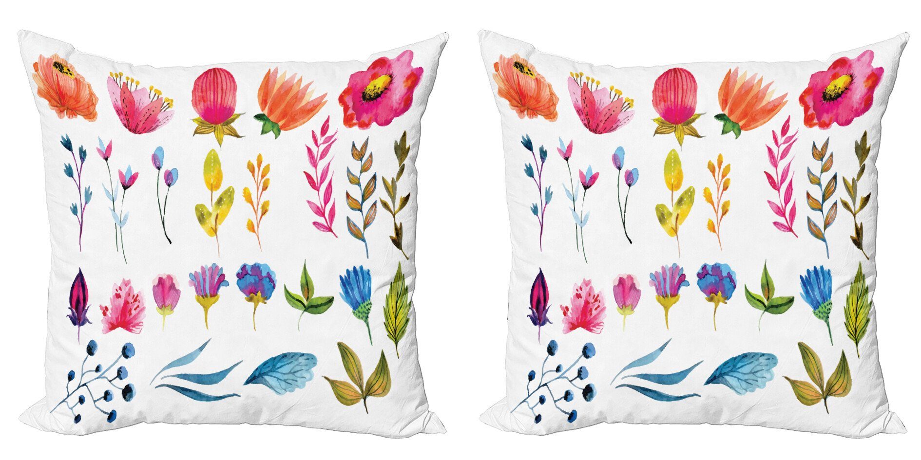 Kissenbezüge Modern Accent Doppelseitiger Digitaldruck, Abakuhaus (2 Stück), Blume Aquarell Garden Design