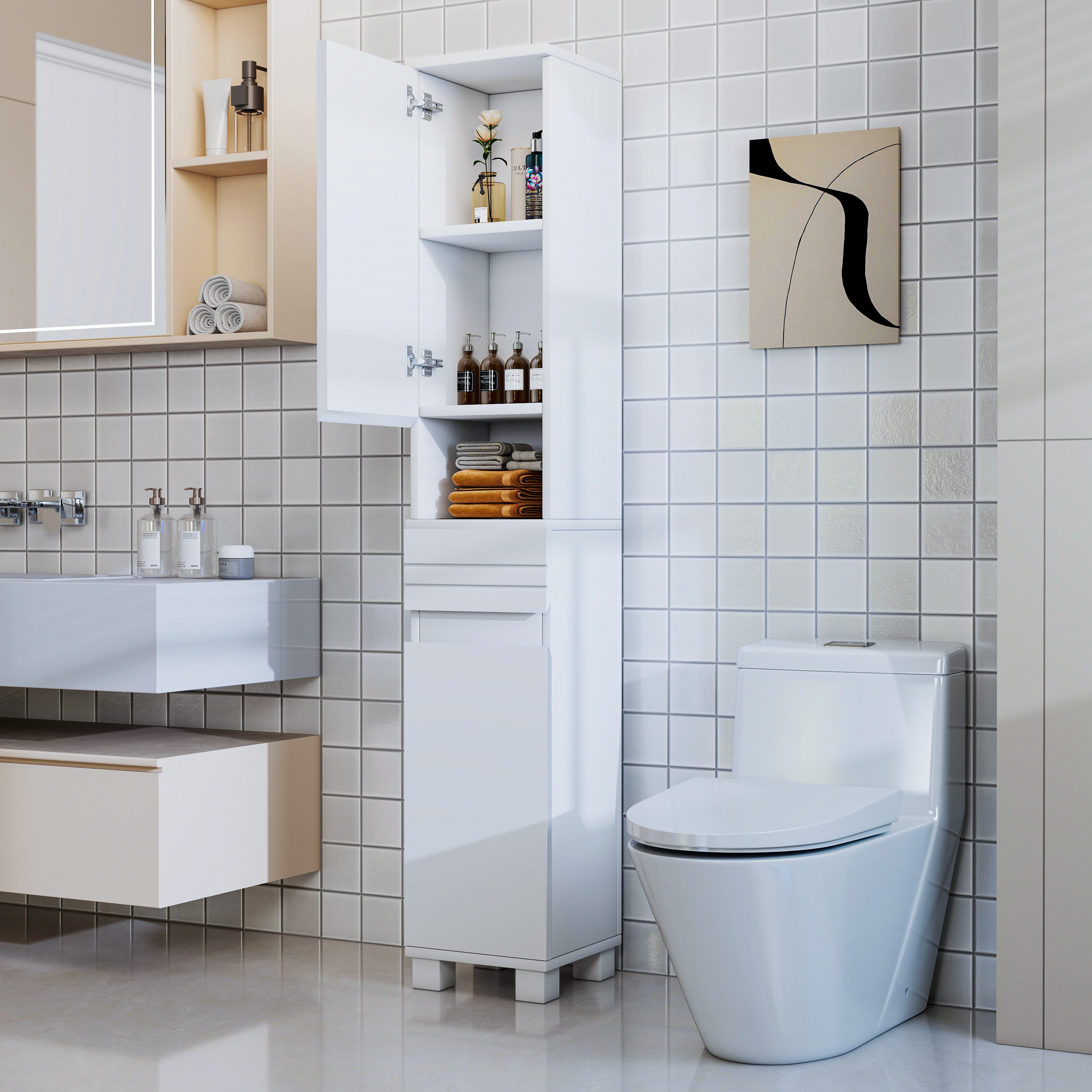 oyajia Hochschrank Badkommode Badezimmerschrank Badschrank Badezimmermöbel günstig online kaufen