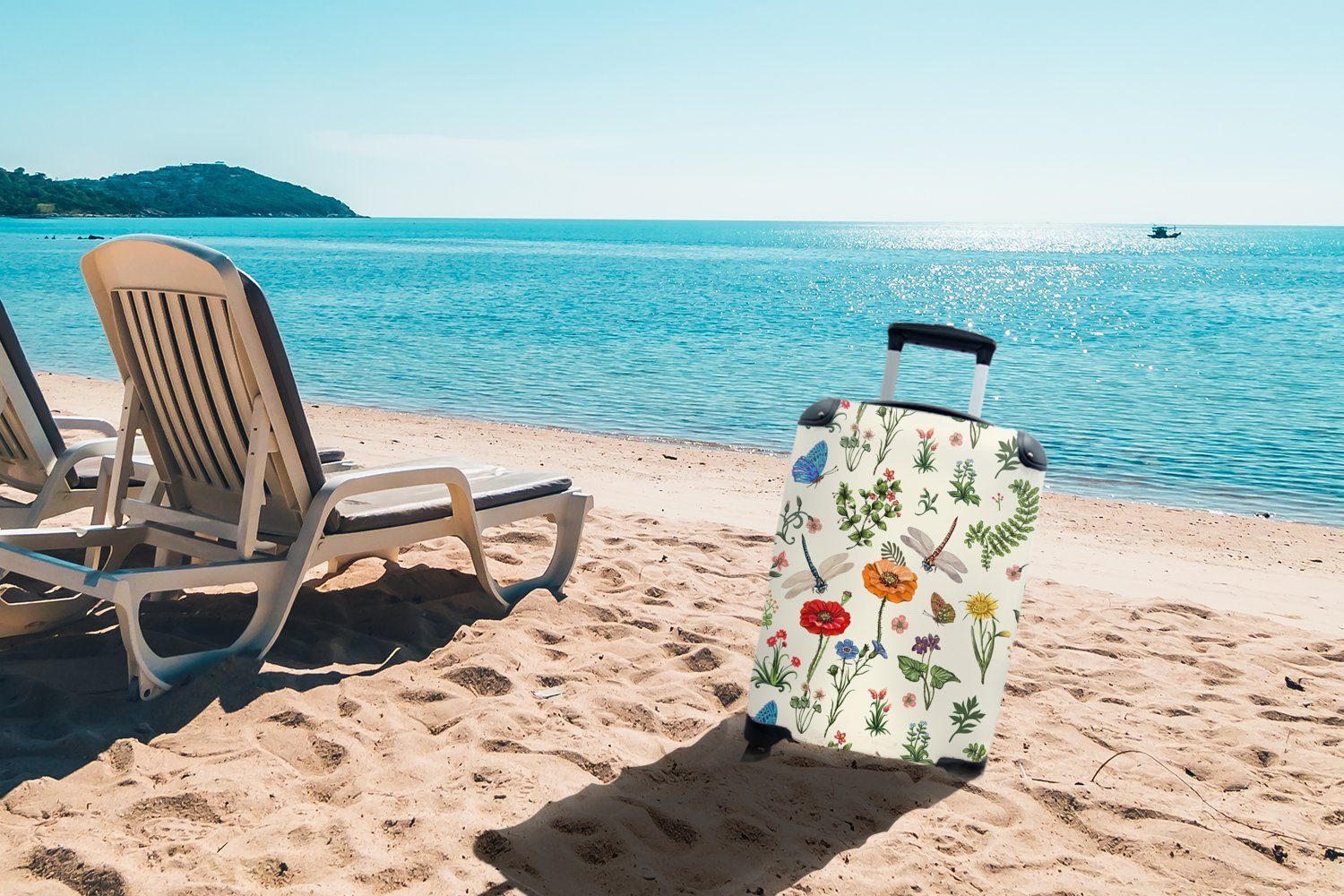 - Reisekoffer 4 Sommer für mit Ferien, Handgepäck Muster, Insekten Blumen - Rollen, - - Handgepäckkoffer rollen, MuchoWow Reisetasche Trolley, Regenbogen