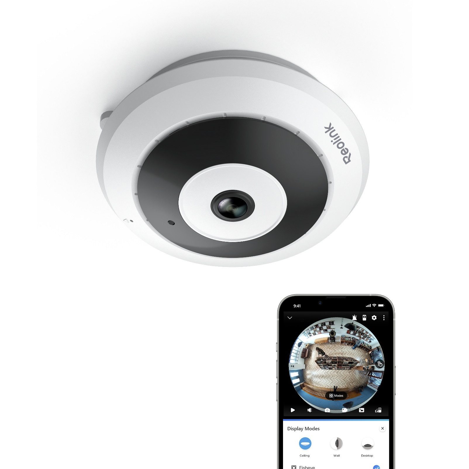Reolink Überwachungskamera 6MP 360° Panorama WLAN Fisheye-Kamera (Innenbereich, Bewegungserkennung,Personenerkennung,2-Wege-Audio)