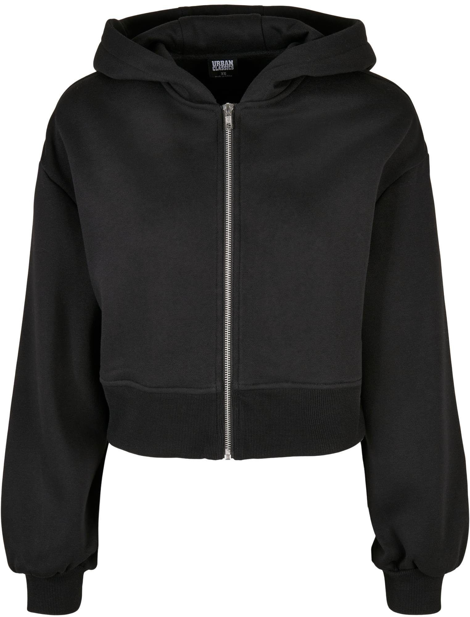 Kapuzensweatjacke Ladies Short Oversized Zip Jacket Damen Kapuzenjacke