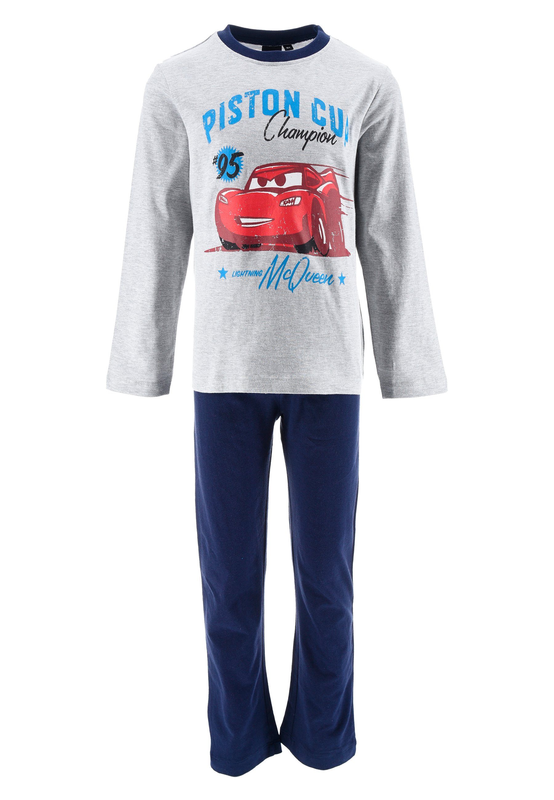 Lightning McQueen Cars Schlafanzug (2 Kinder Schlafanzug Disney tlg) Pyjama Jungen Grau