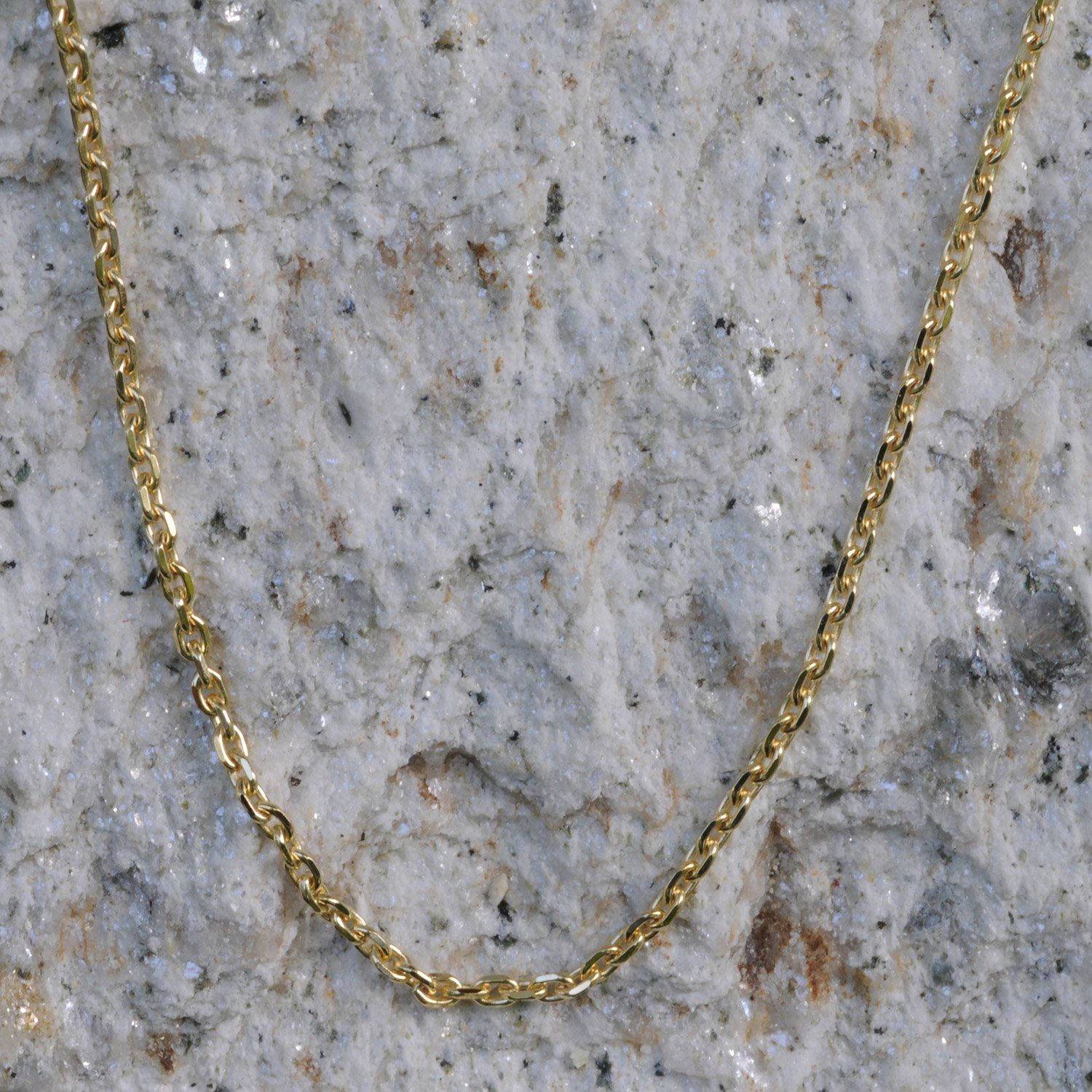 HOPLO Goldkette Ankerkette diamantiert Länge 38cm - Breite 1,2mm - 750-18 Karat Gold, Made in Germany