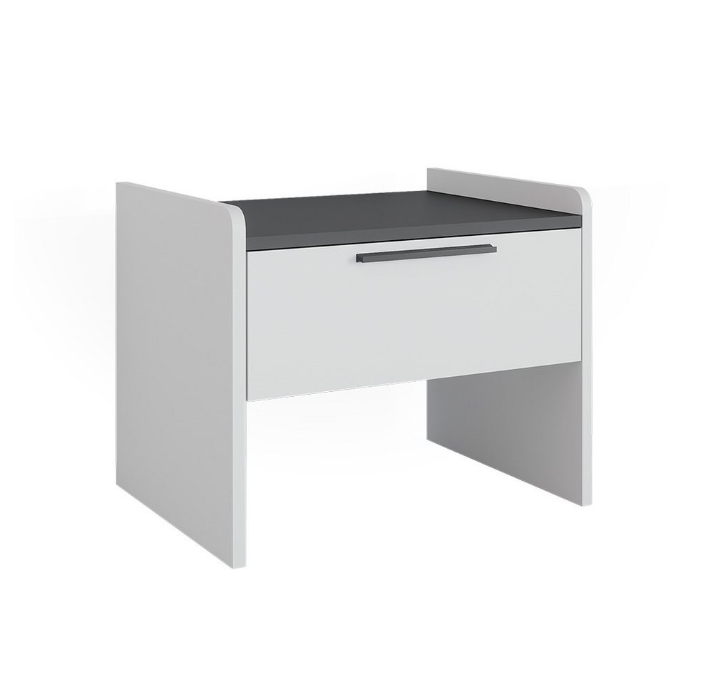 Vicco Sitzbank Roman, Weiß/Anthrazit, 53.5 x 41.1 cm mit 1 Schublade (1-St)