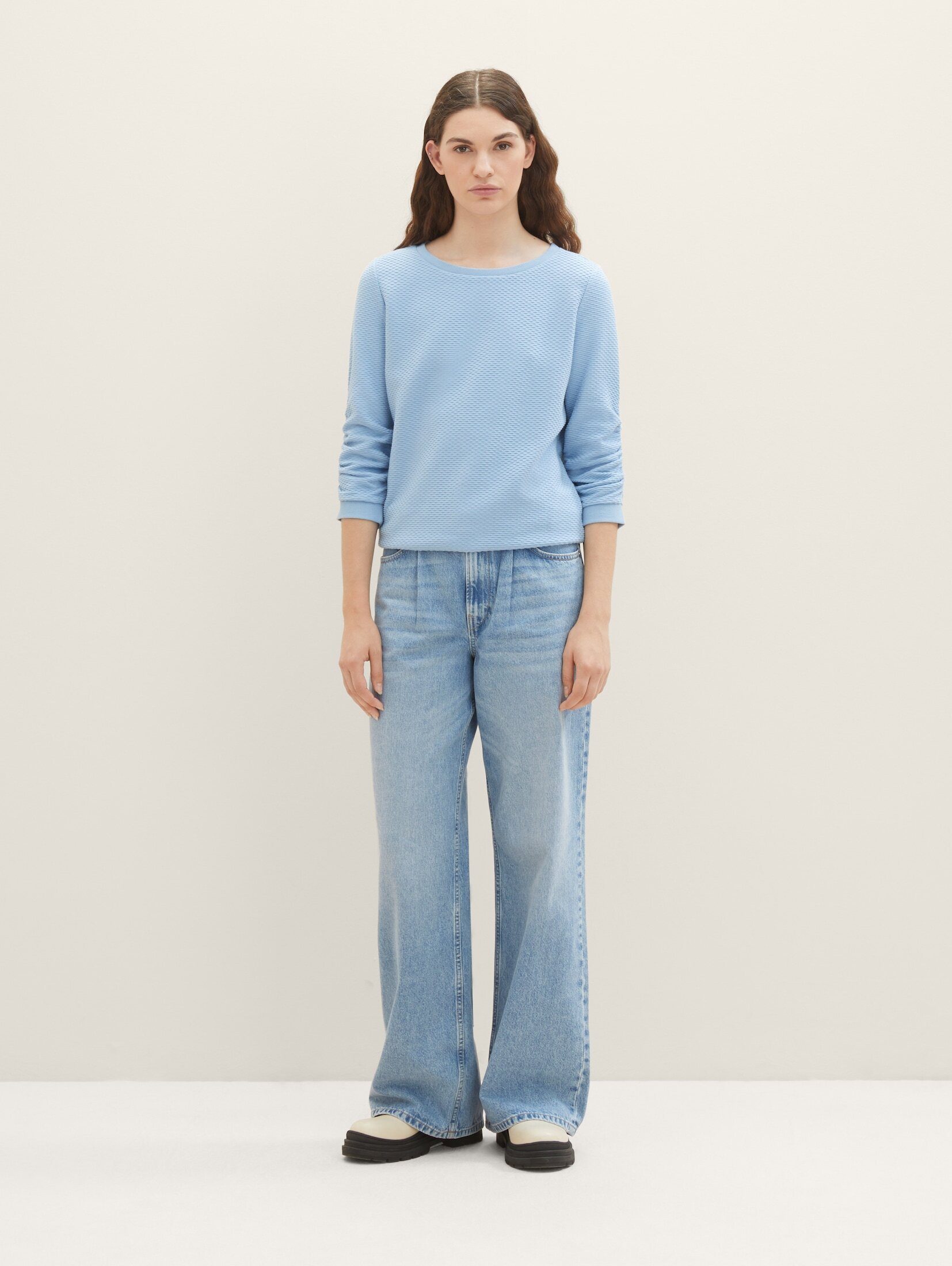 TOM TAILOR Denim Sweatshirt Blue Charming Strukturiertes Soft Sweatshirt