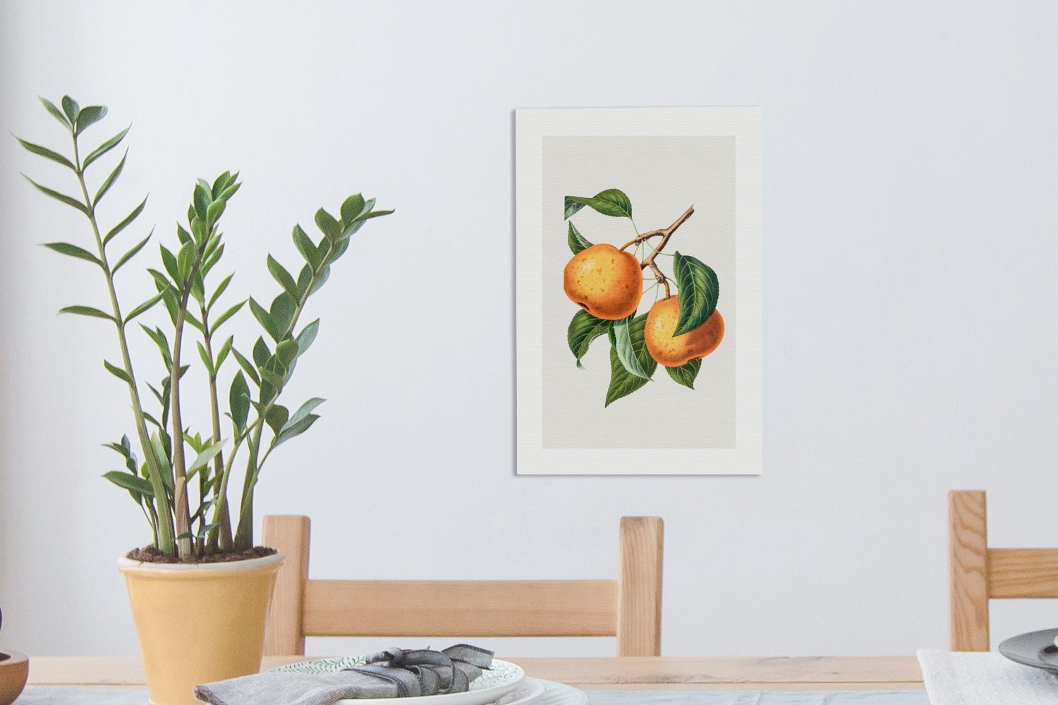 fertig Obst, Orange Lebensmittel 20x30 - inkl. (1 - Leinwandbild Gemälde, Zackenaufhänger, bespannt OneMillionCanvasses® Leinwandbild St), cm
