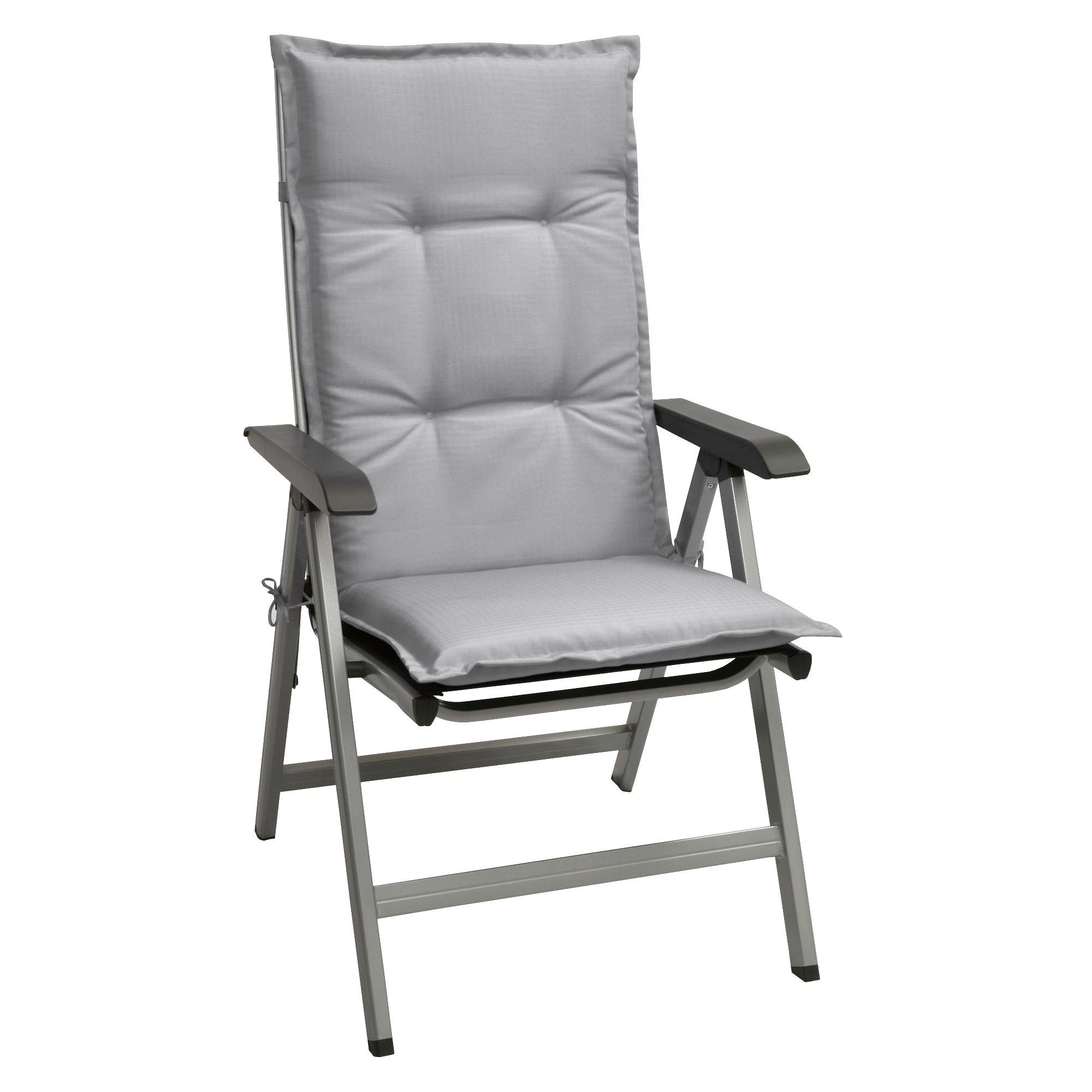 Beautissu Hochlehnerauflage Hochlehner Set Base HL Sitzkissen, 120x50x6cm Hellgrau, Hochlehner Rückenkissen Stuhlkissen für Gartenstühle Sitzpolster