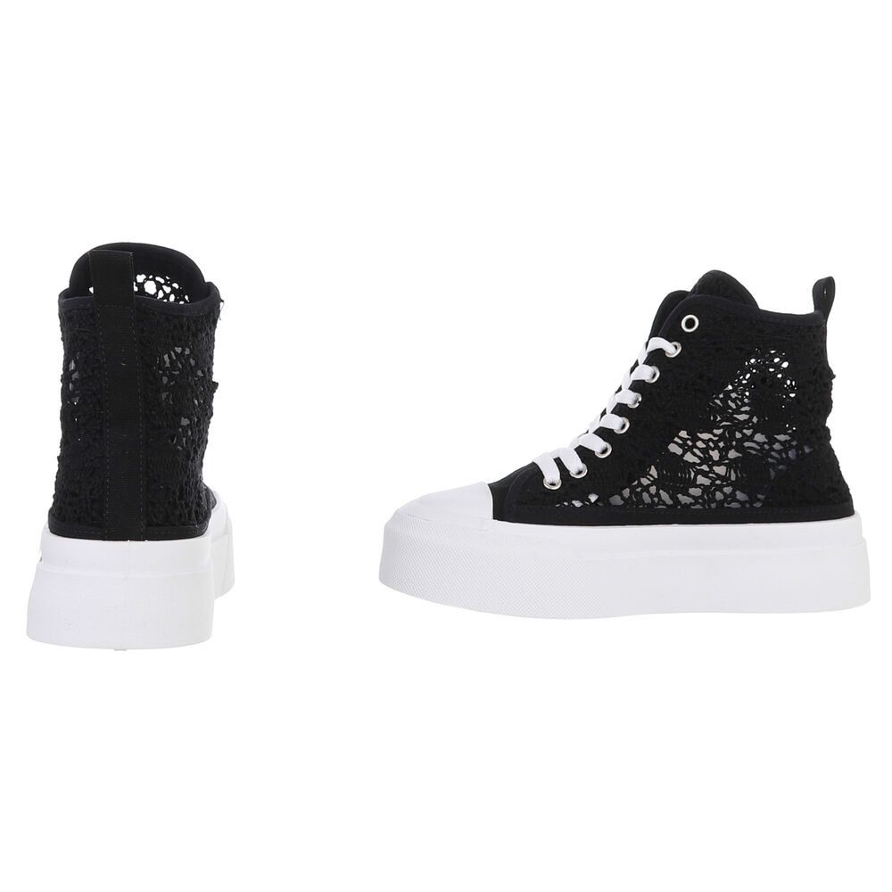 Ital-Design Damen High-Top Freizeit Sneakerboots (88828302) Flach Sneakers High in Schwarz