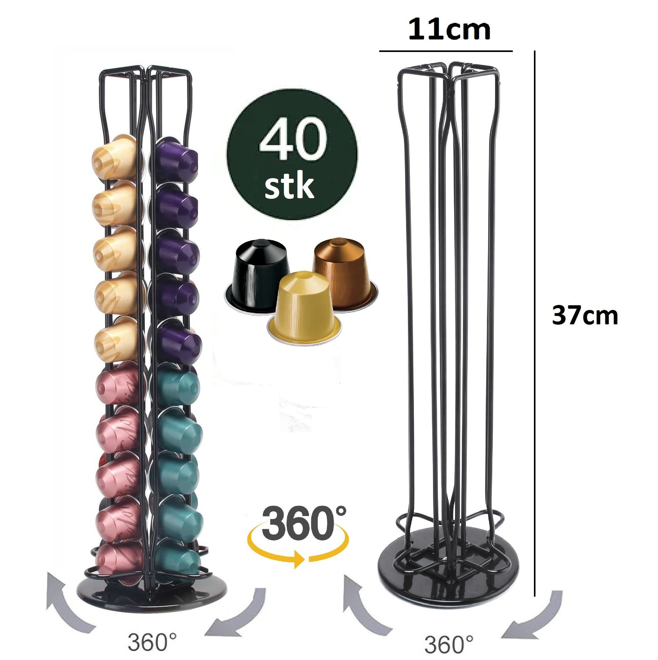 Rungassi Kapselhalter Kaffeekapsel Ständer Дозатор капсул Kapselhalter drehbar 40 Kapseln