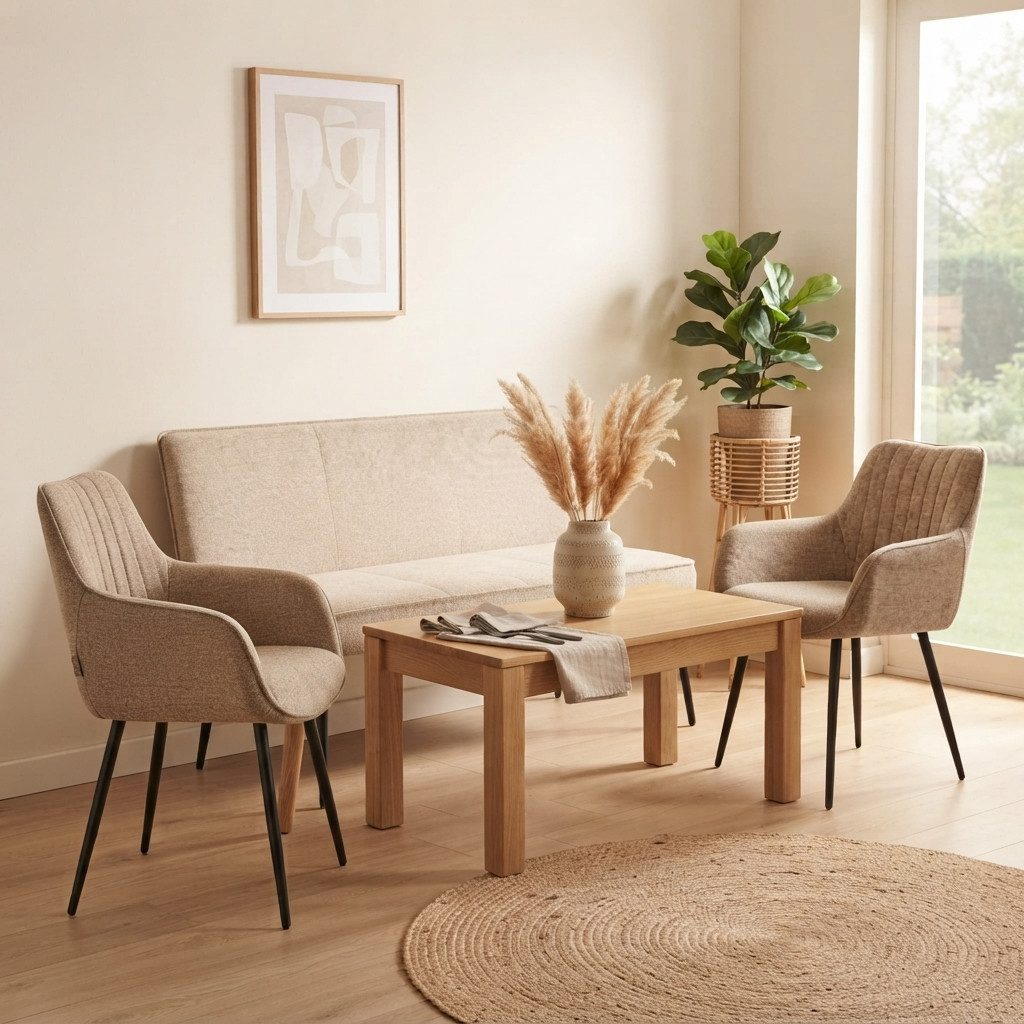 YOZI Essbank Essgruppe mit Sitzbank und 2/4 Stühlen, Dunkelgrau/Beige, Metallbeine (Set, Essbank und Stühle), Frei im Raum stellar