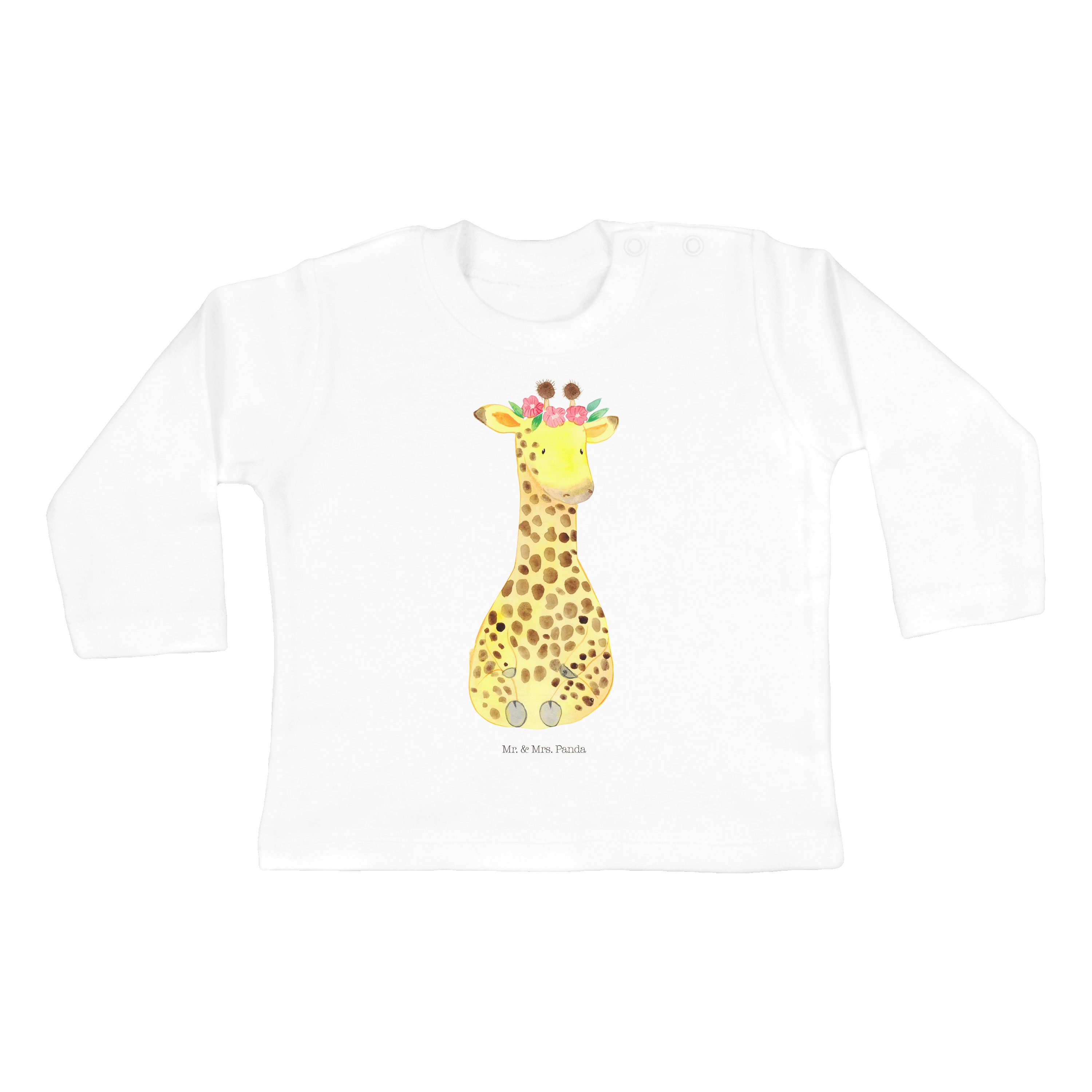 Mr. & Mrs. Panda Strampler Giraffe Blumenkranz - Weiß - Geschenk, Mädchen, Kleidung, Langarmshir (1-tlg)