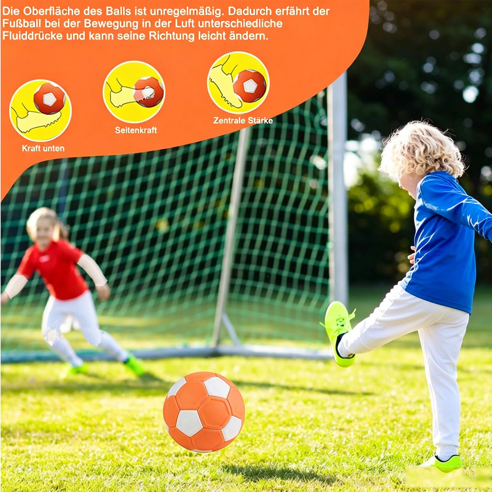MOPUEA Fußball Fußball Curve Ball Arc Football Nr. 4 Gummi Swerve Kinder Geschenk (Fußball Curve Ball Trainingsball für Kinder elastisch robust, Kinder Fußball Trainingsball Curve Ball mit hoher Elastizität), Curve Effekt elastisch robust gut sichtbar langlebig präzise