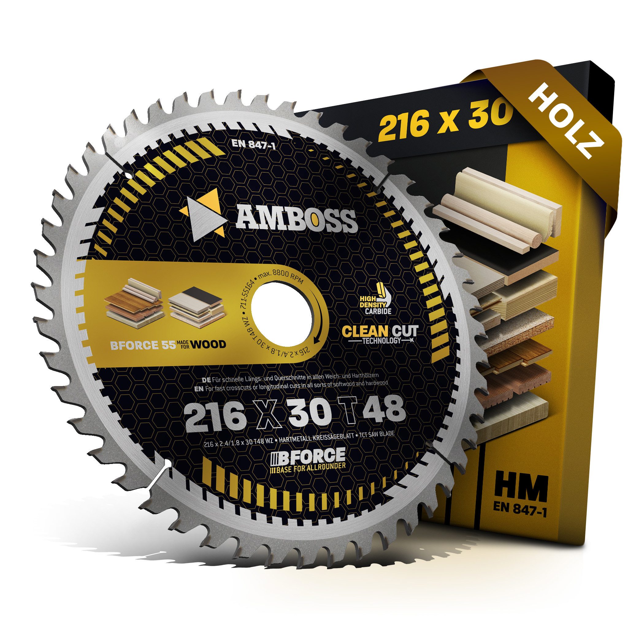 Amboss Werkzeuge Kreissägeblatt HM Kreissägeblatt - 216 x 2.4/1.8 x 30 Z48 WZ