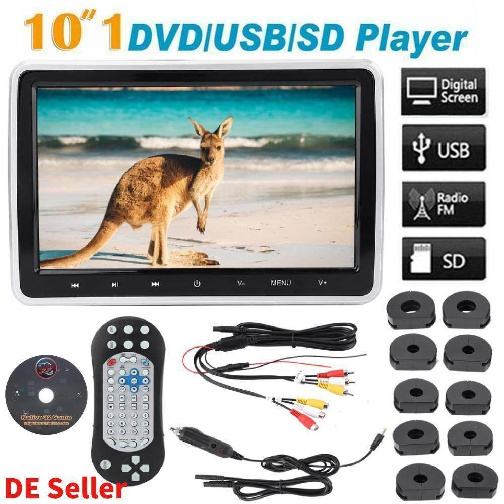 GABITECH 2 player, Autoradio Auto DVD x Kopfstützen 10" USB, HD für SD (FM) Monitor mit