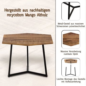 Casamia Beistelltisch Couchtisch 56 x 48 cm Beistelltisch nachhaltig Wohnzimmer Tisch Inka M